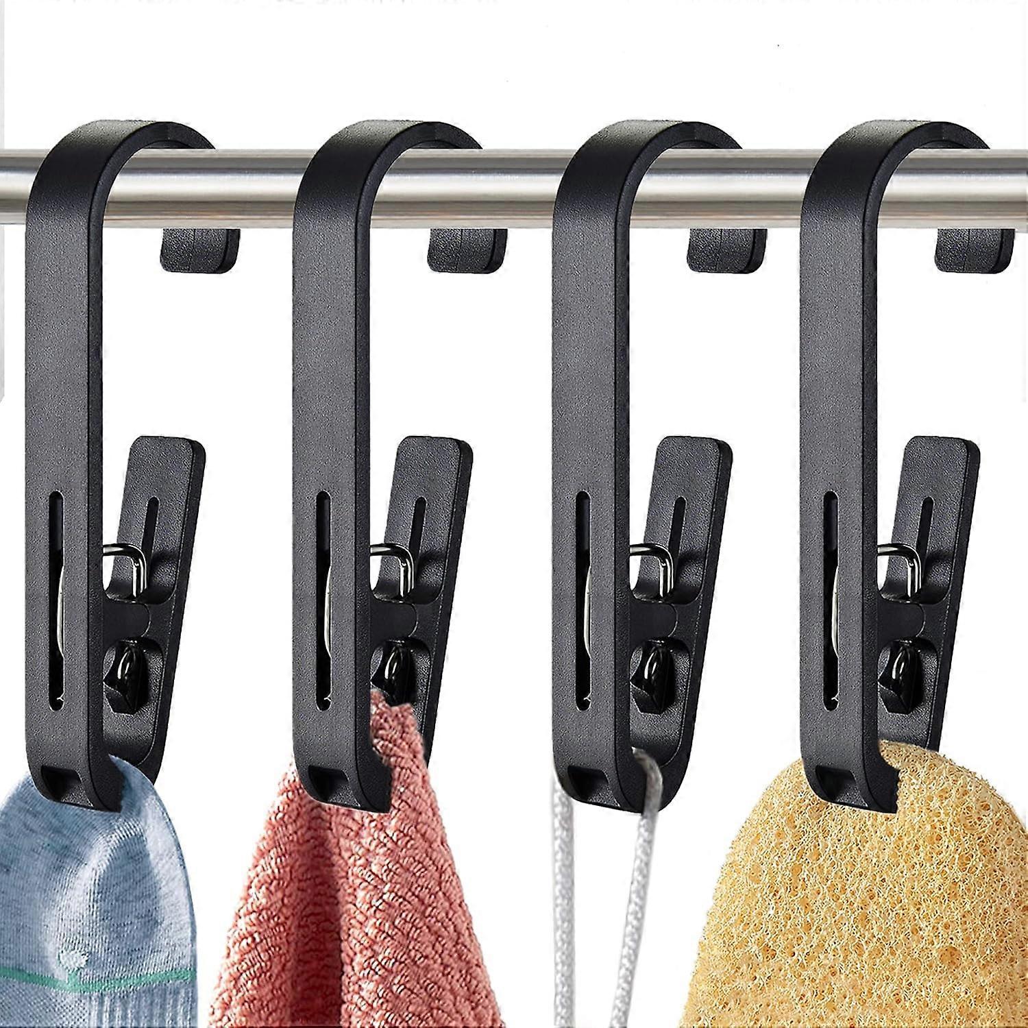 4Pc Laundry Hooks with Clips Hanger Closet Organizer Clamps Socks Boot