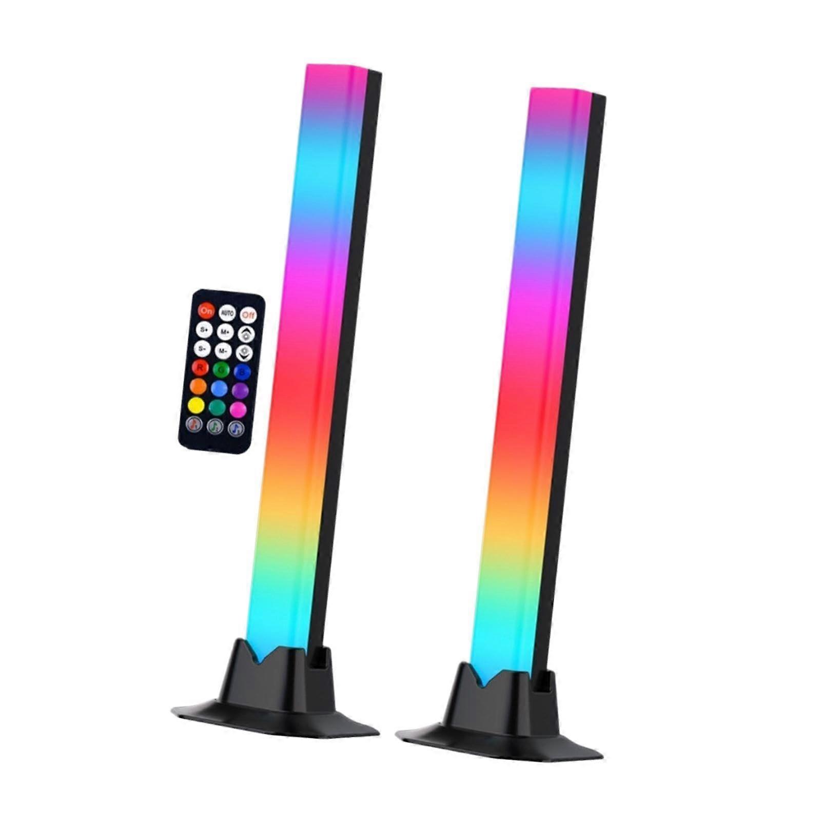 2 Piece LED RGB Light Bar, Ambient Lamp, Table Lamp, Desk Lamp with Remote Control, Colour Changing Gaming Light for Bedroom PC