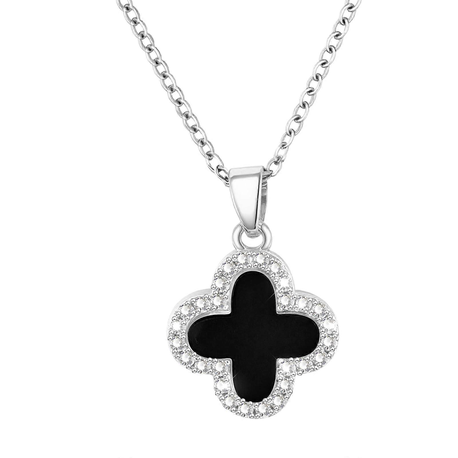Double-Sided Clover Chain Pendant Necklace, Gold-Plated Women's Jewelry, 925 Silver Gift for Her