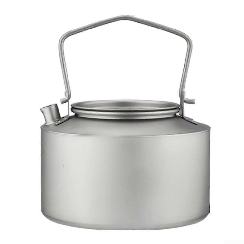 Titanium teapot, 980 ml, portable, camping cookware with foldable handle, for outdoor brewing, coffee, hiking (frosted style)