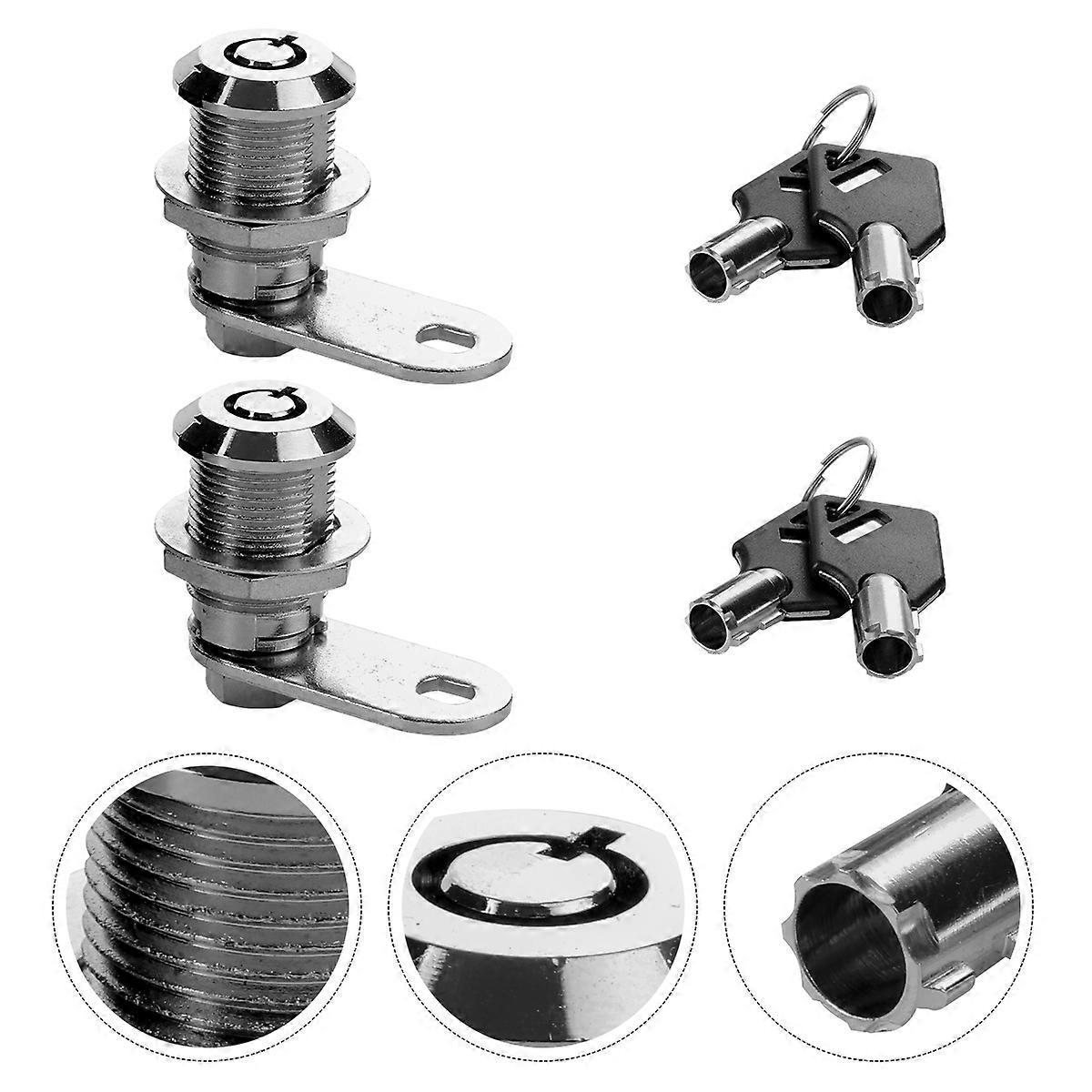 أقفال صندوق البريد الأمني أنبوبي كام خزانة درج خزانة قفل فضي 3.7X2.5 سم سبائك الزنك قابلة للدمج 2 قطعة