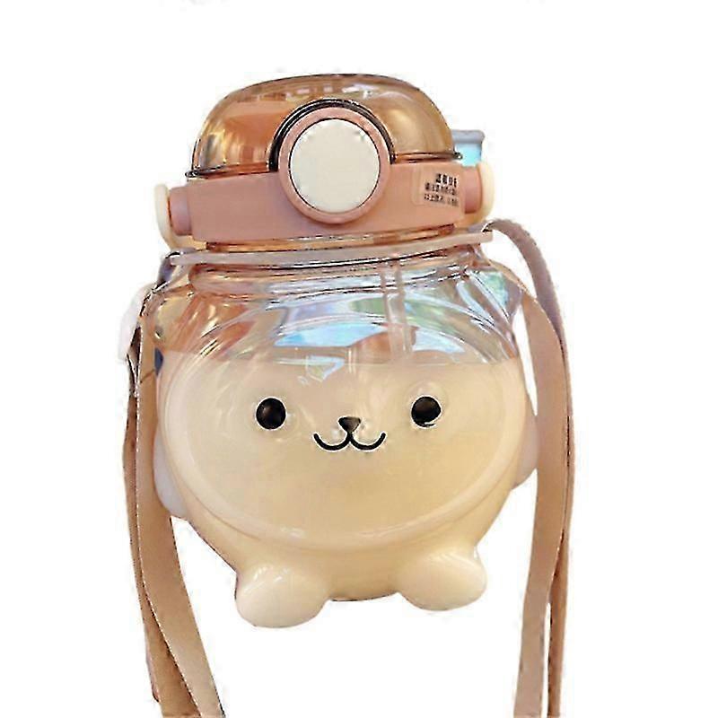 Kawaii الدب زجاجة القش، زجاجات المياه لطيف مع ملصقات Kawaii، واقية من تسرب Kawaii الدب زجاجة المياه للبنات مكتب المدرسة السفر