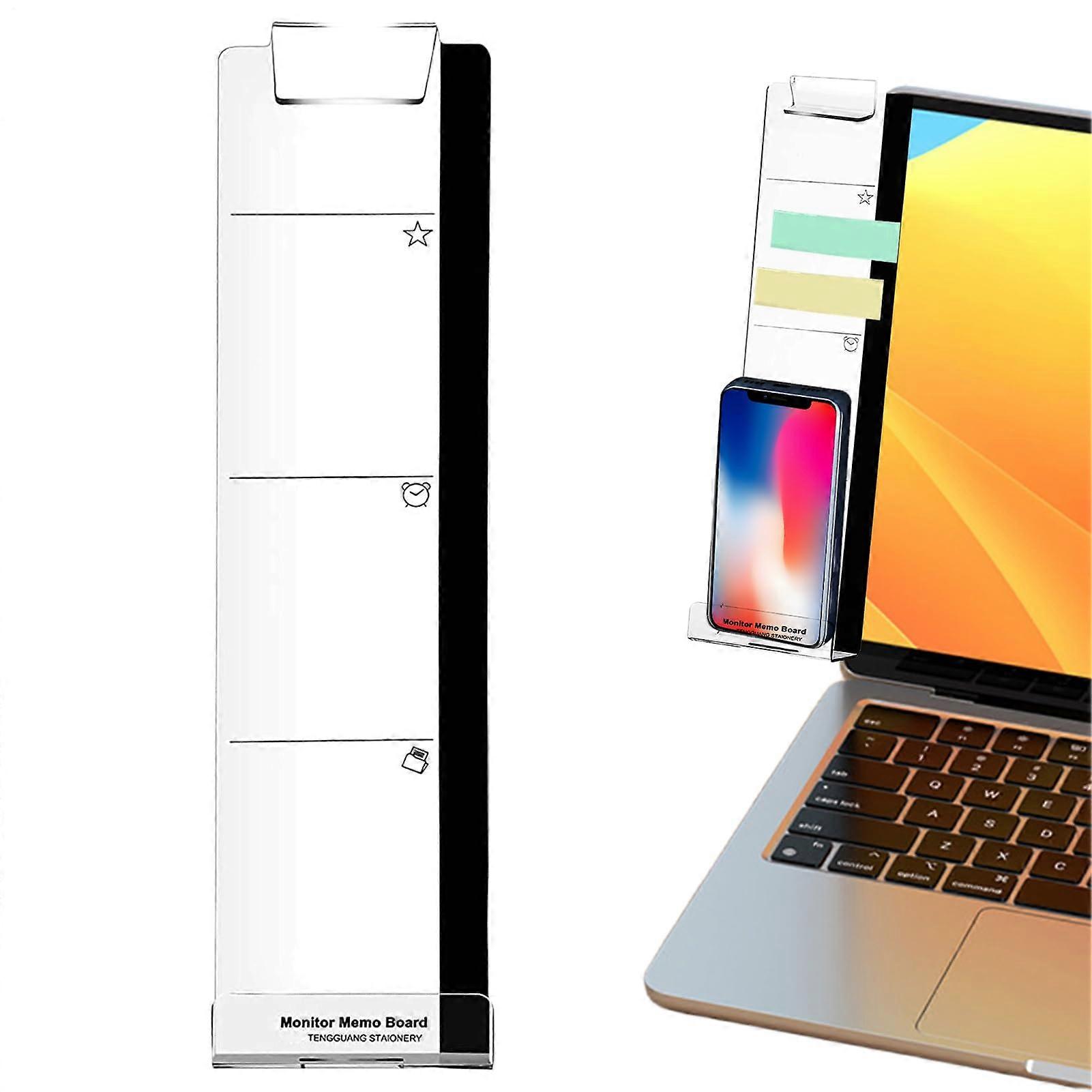 Monitor Notizhalter Acrylic Side Holder, Message Organizer With Left Mount & Adhesive Desk Accessory For Desktop/Laptop