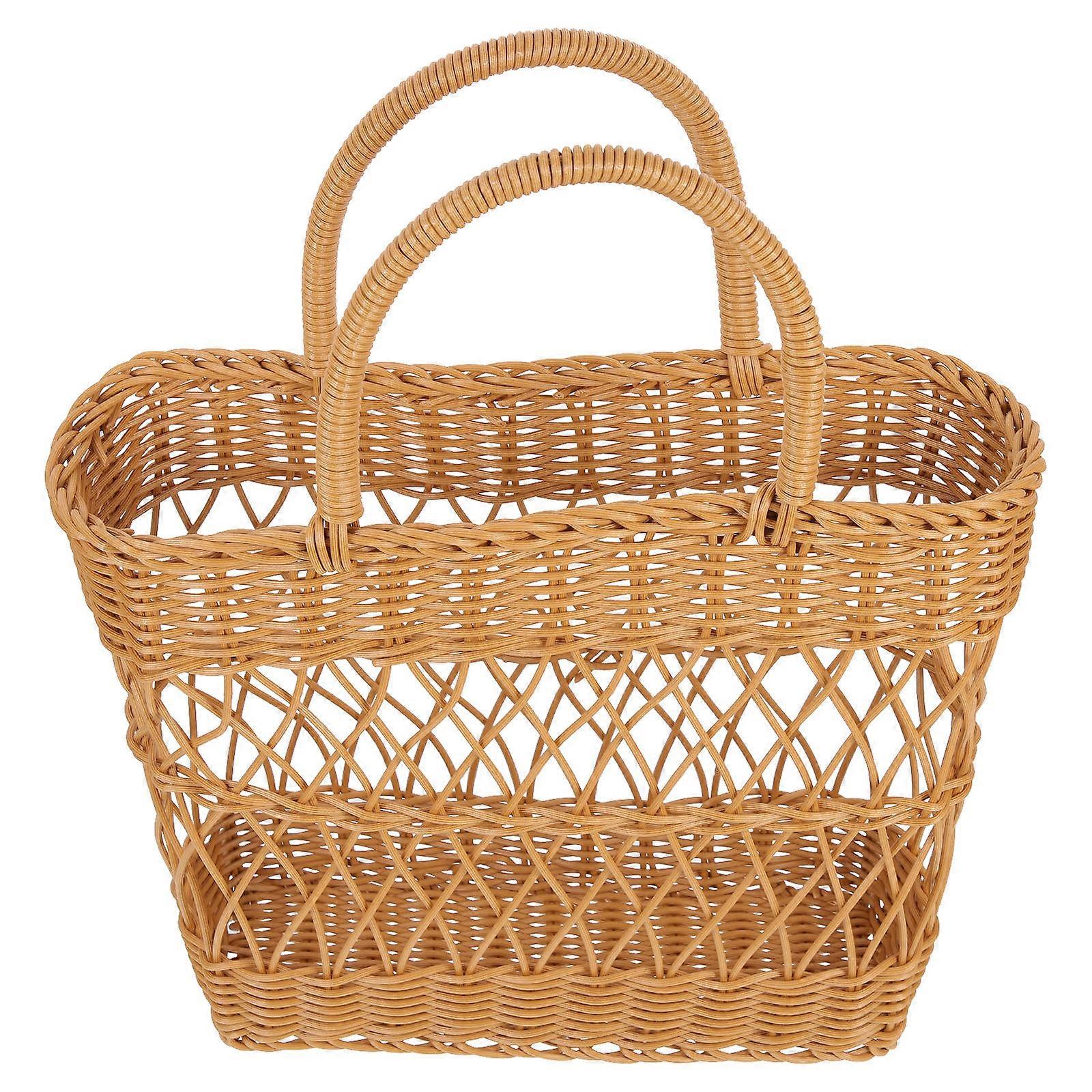 Chocolate Plastic Woven Basket for Home Use Perfect for Storage and Decor Small Size