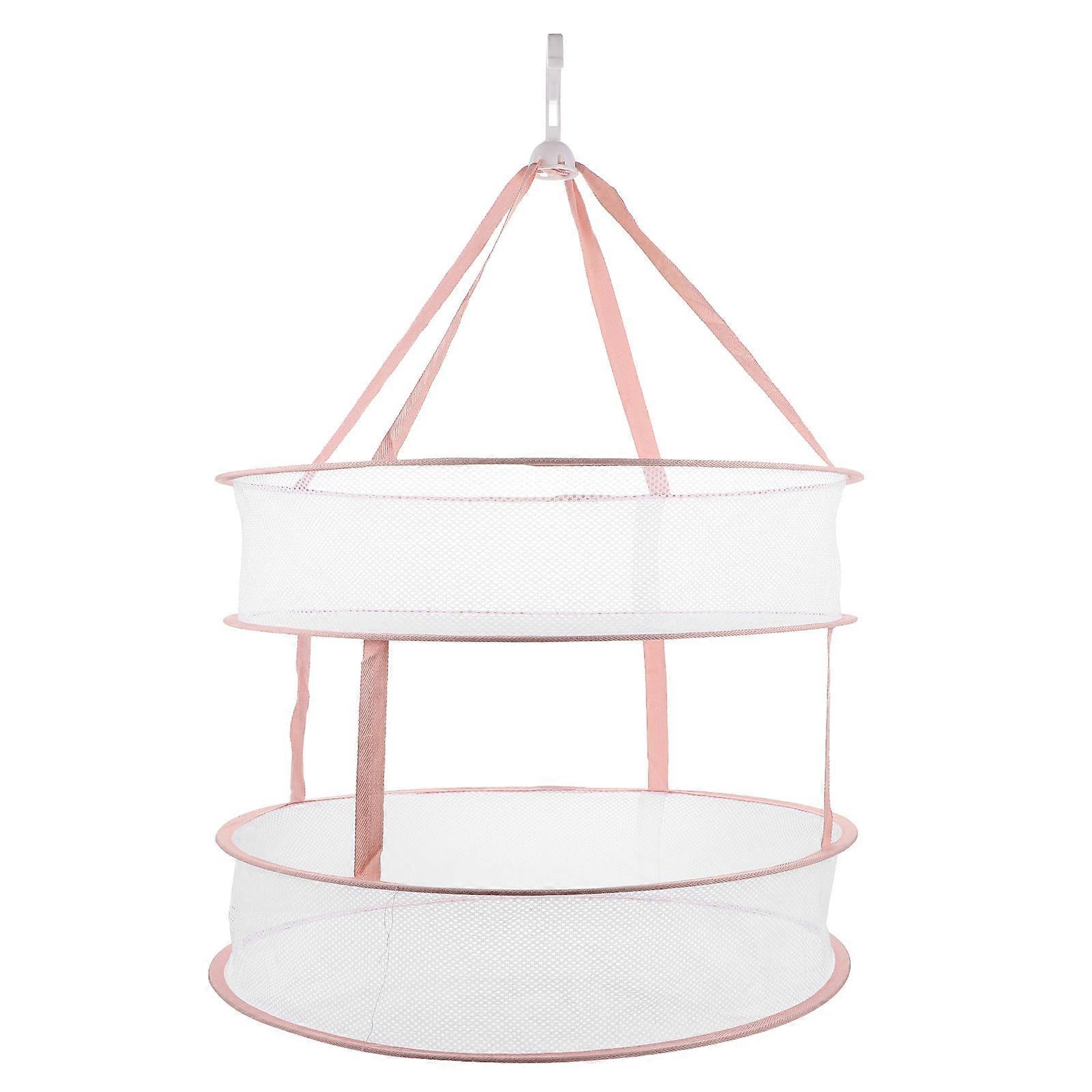 Double Layer Clothes Drying Basket Indoor Use Lightweight Foldable 48x48cm 1Pcs