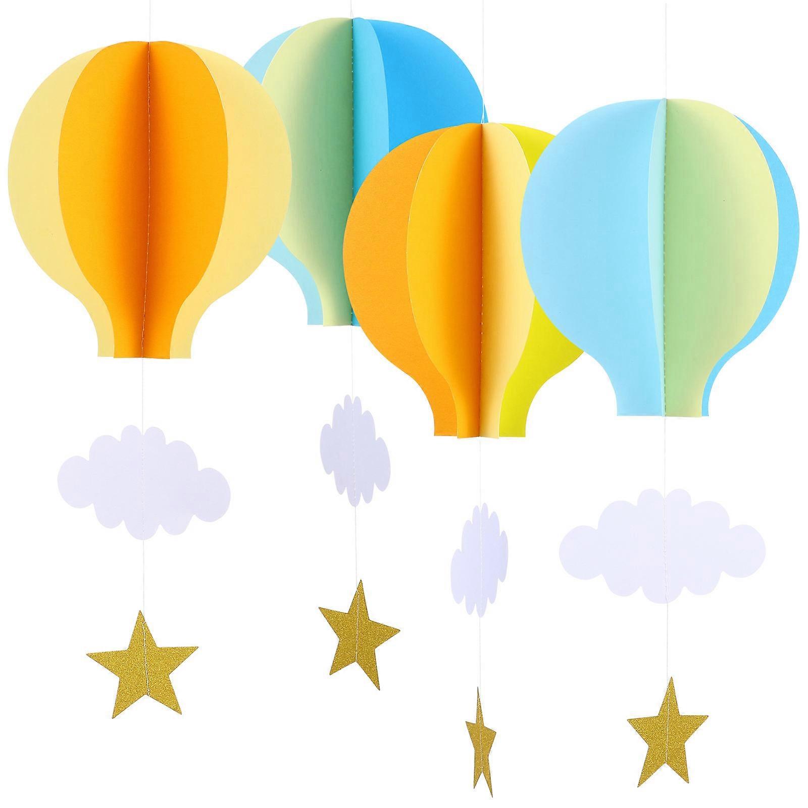 4pcs Hot Air Balloon Paper Garland Decor for Weddings, Birthdays, Christmas Parties – Easy Assembly, Romantic Atmosphere