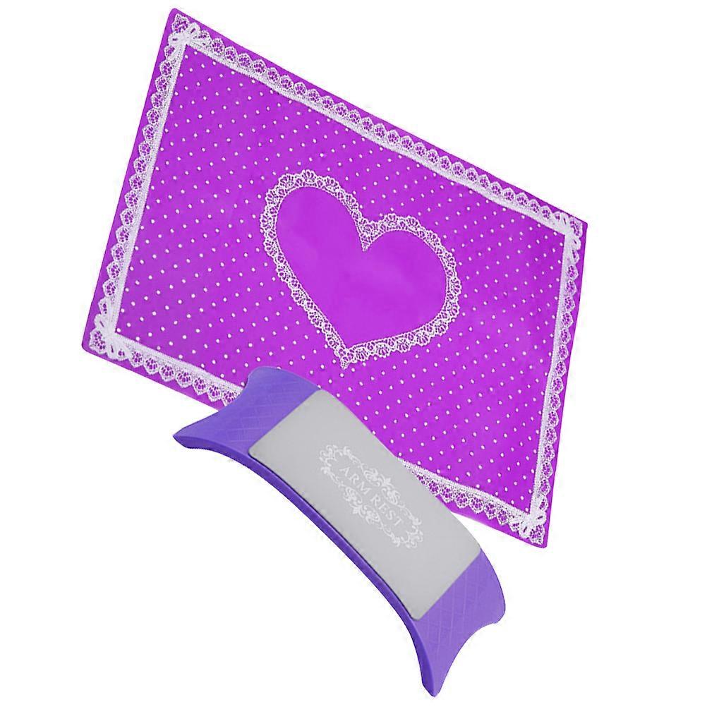 Manicure Hand Rest Cushion Silicone Material Rectangular Shape Purple Color For Nail Art Process 1Set