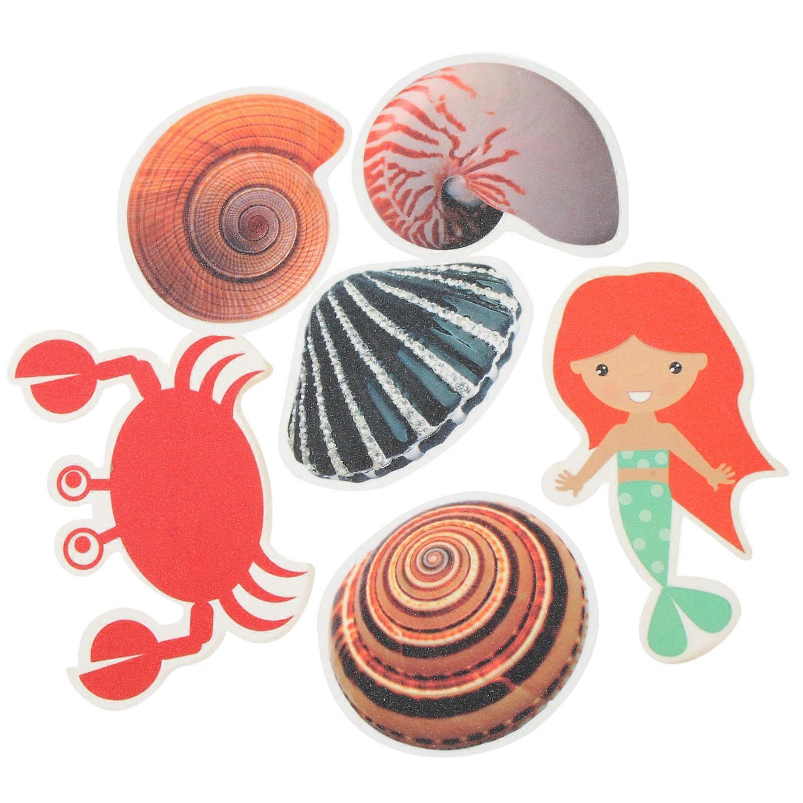 Bathroom Non-Slip Sticker Bathtub Adhesive Grip PVC Material Screw Design Assorted Color 9x9cm Families 6Pcs