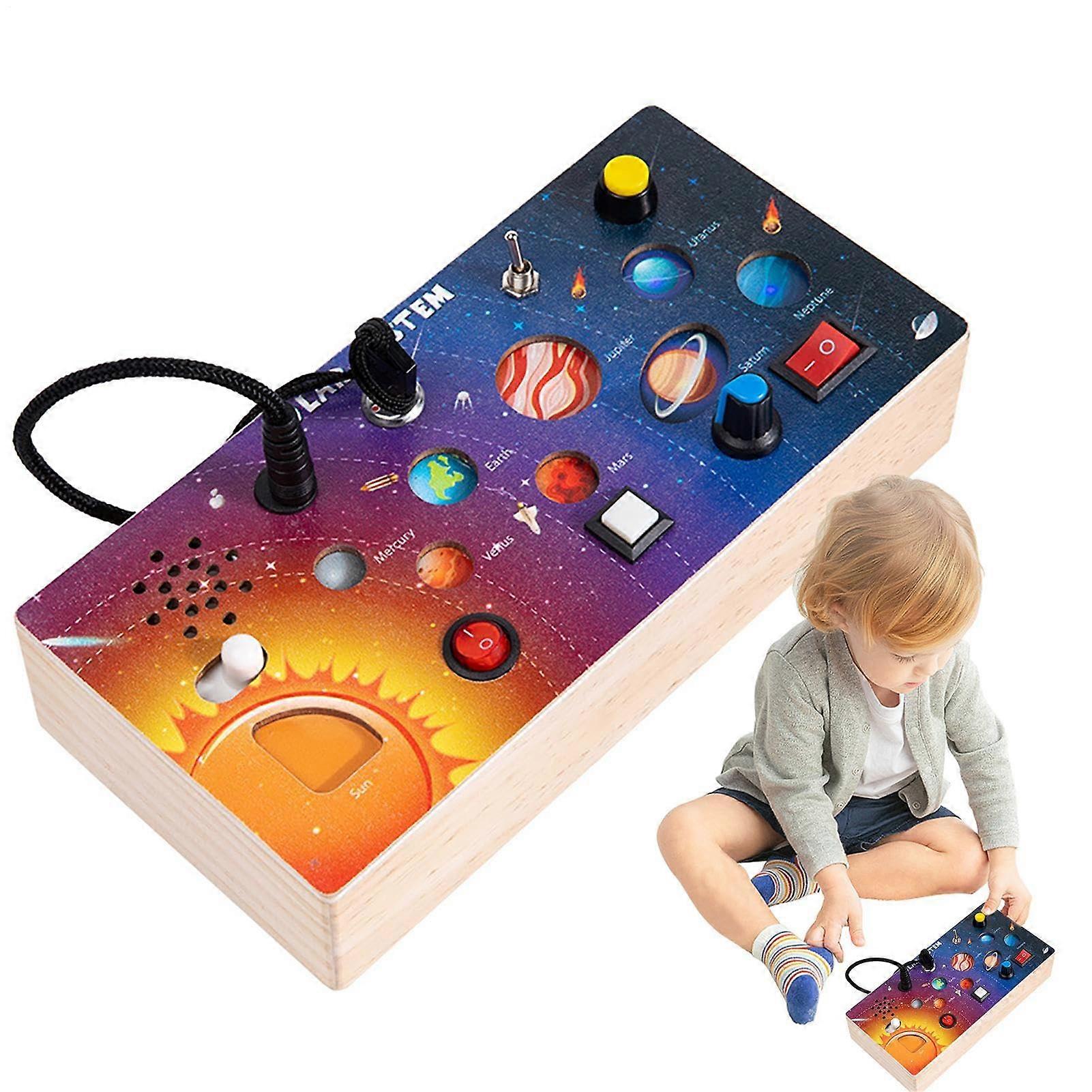 Wooden Sensory Board Toy with Planet Design | Portable Fine Motor Skills Learning Game for Home and Travel