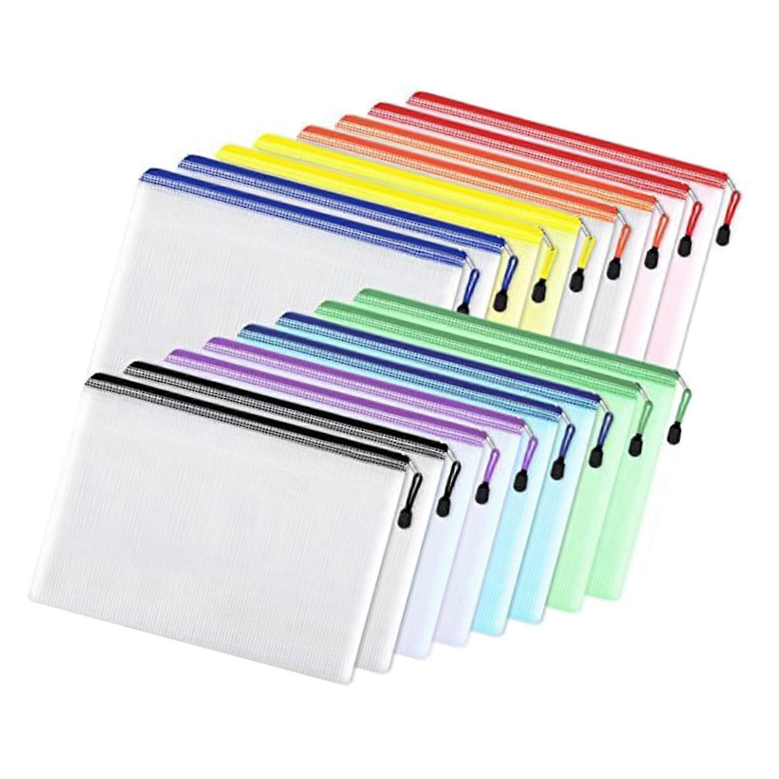 16Pcs  Zippered File Wallet Letter Size Document Folder Water Resistant Clear PVC File Storage Pouches for School Office  2 colors in 8