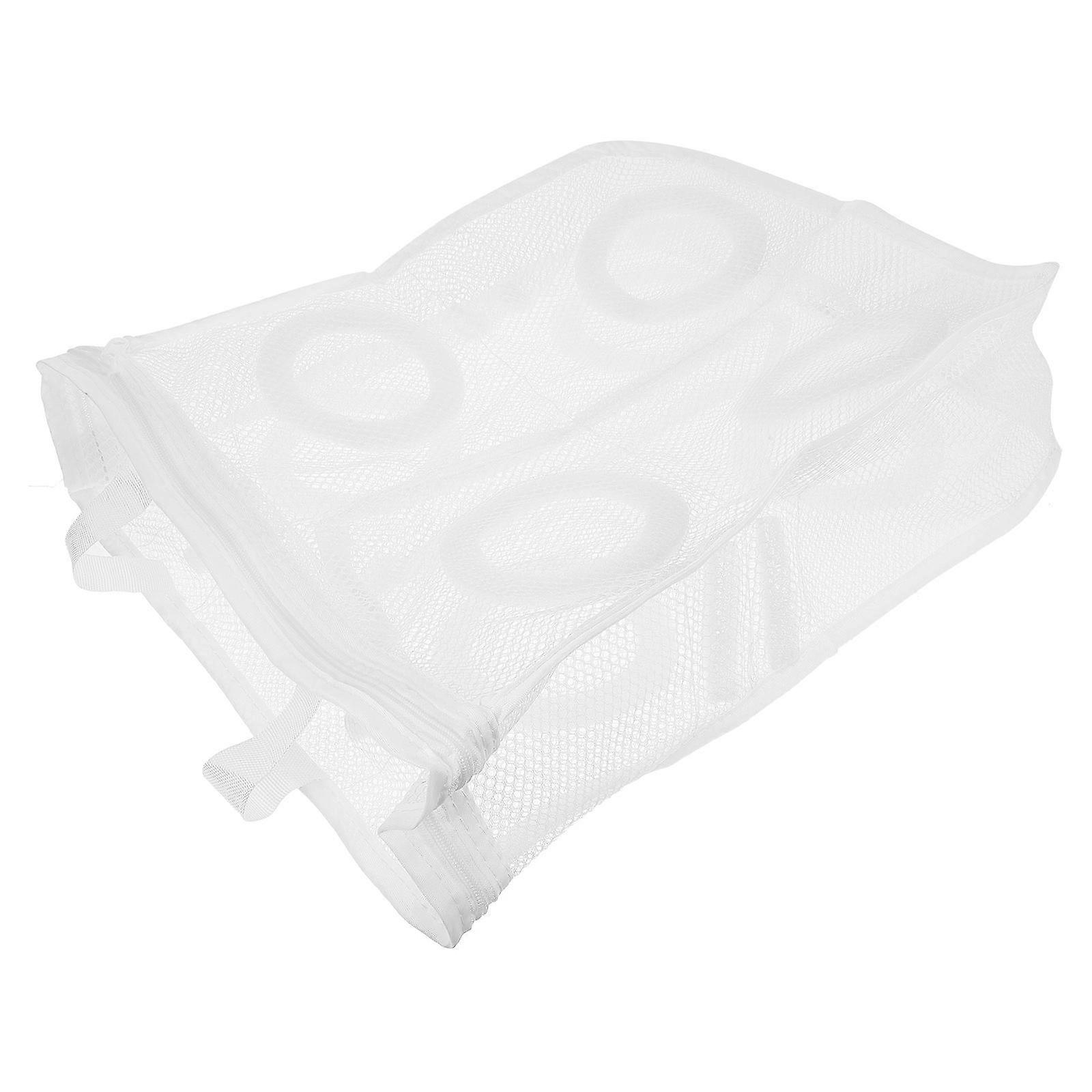 White Portable Mesh Laundry Bag for Shoe Storage and Travel Use with Breathable Cloth Ideal for