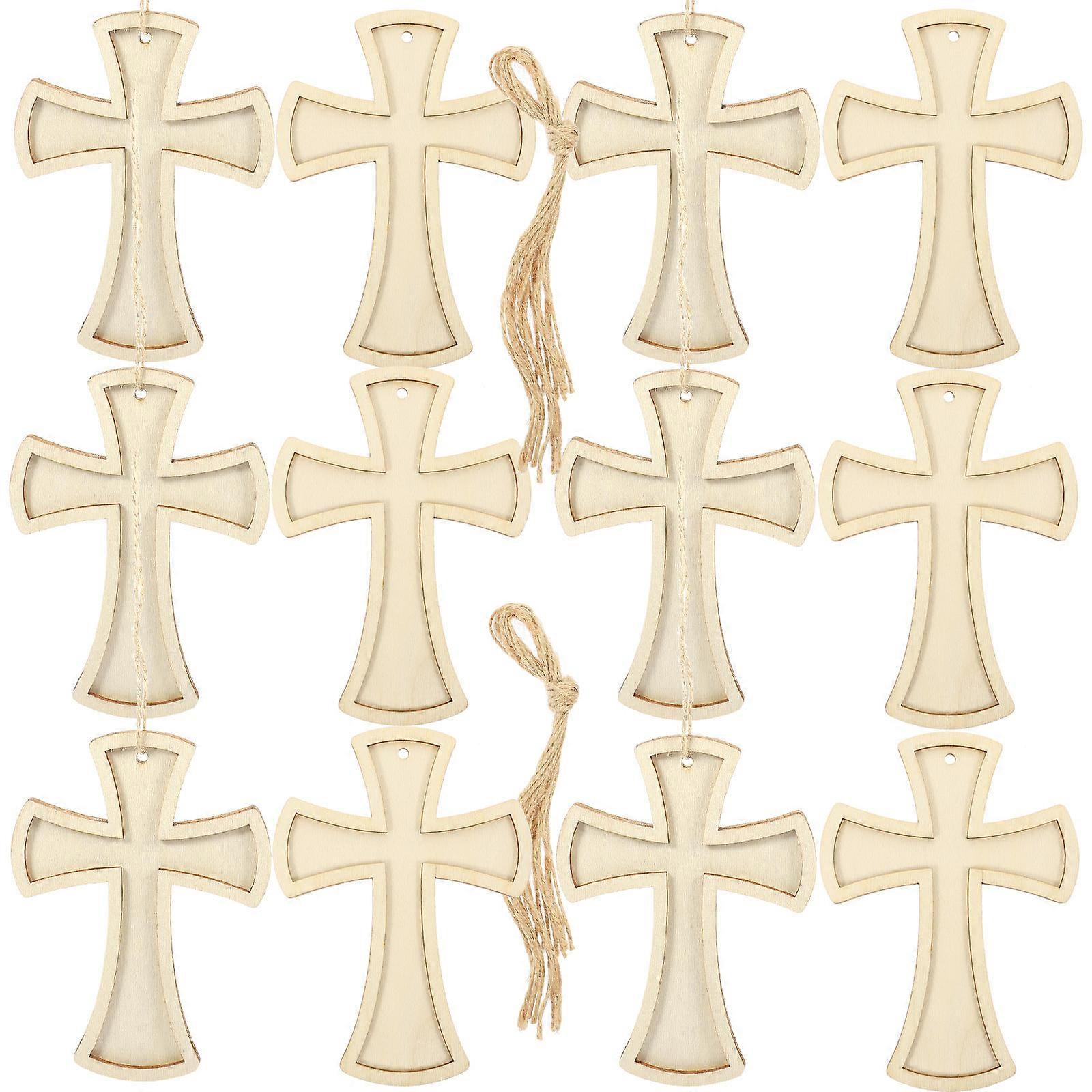 1 Set Wooden Cross Cutouts Unfinished Wood Slices for DIY Crafts
