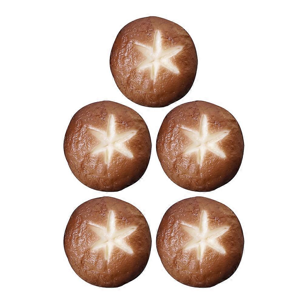 Realistic Shiitake Mushroom Decor Made of PVC for Home Decoration Brown Color 5 Pieces