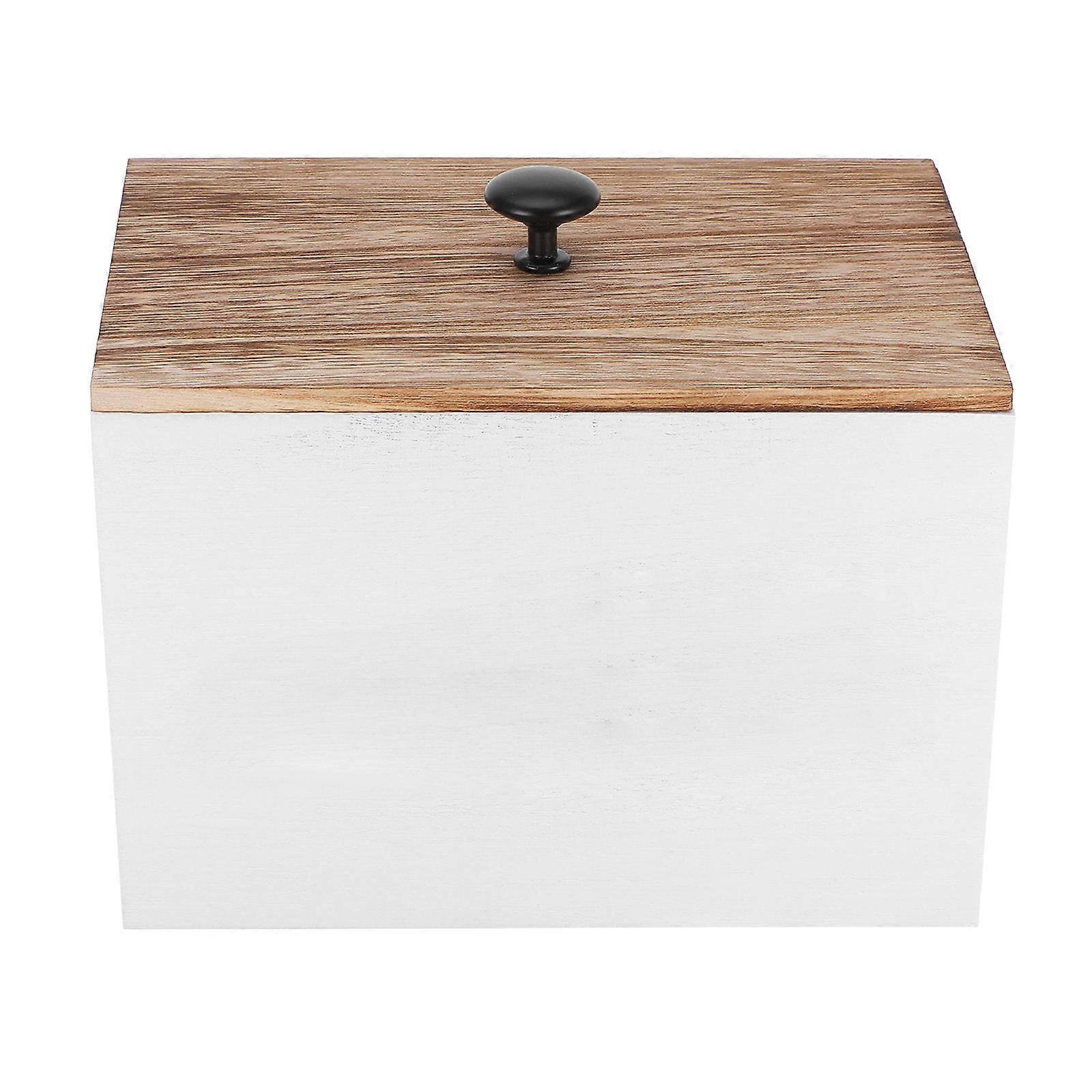 Wooden Makeup Vanity Organizer with 3 Compartments for Cotton Swabs Balls and Rounds Multi Color