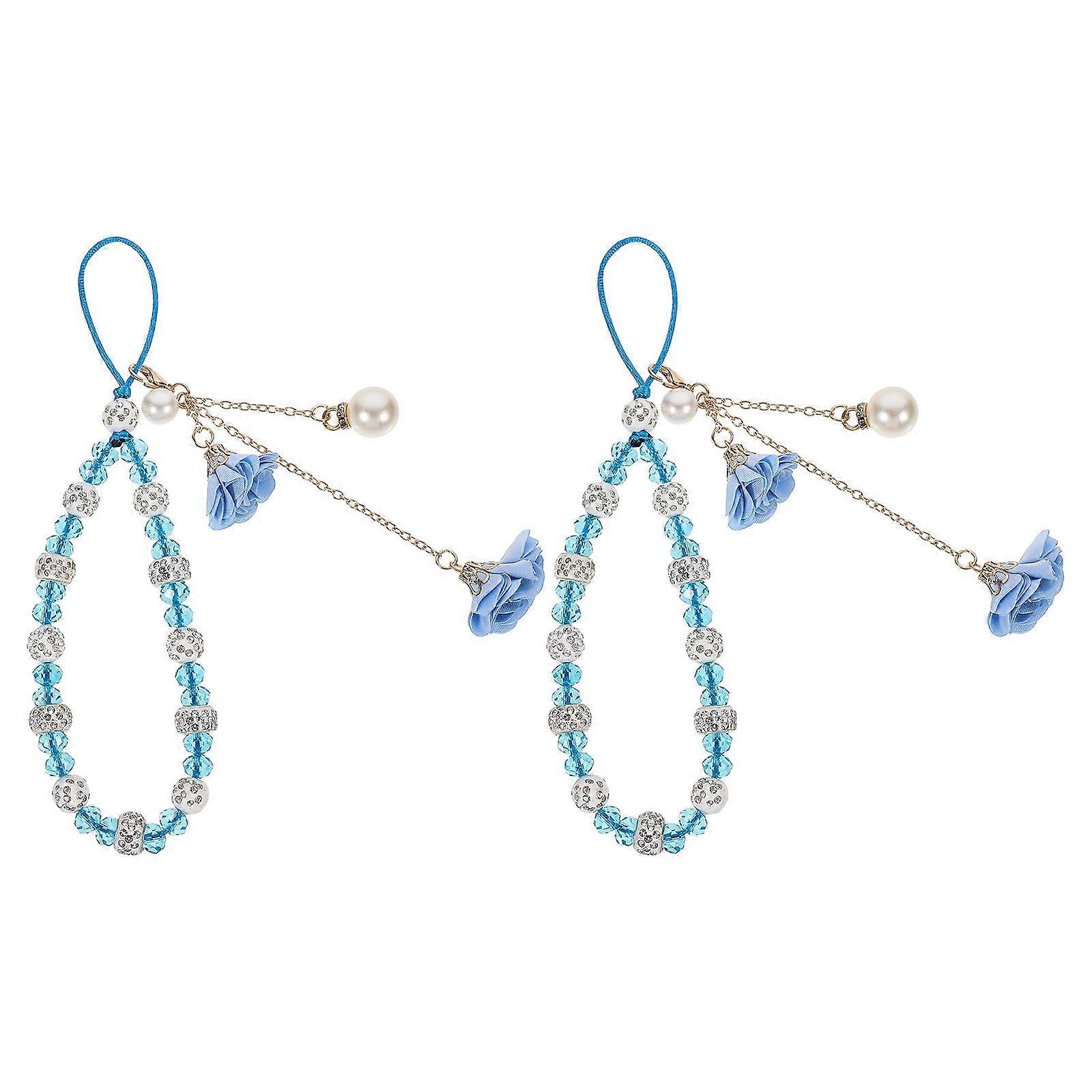 Creative Crystal Phone Charm Strap 2Pcs Decorative Hanging Straps Suitable For Cell Mobile Phones Daily Use