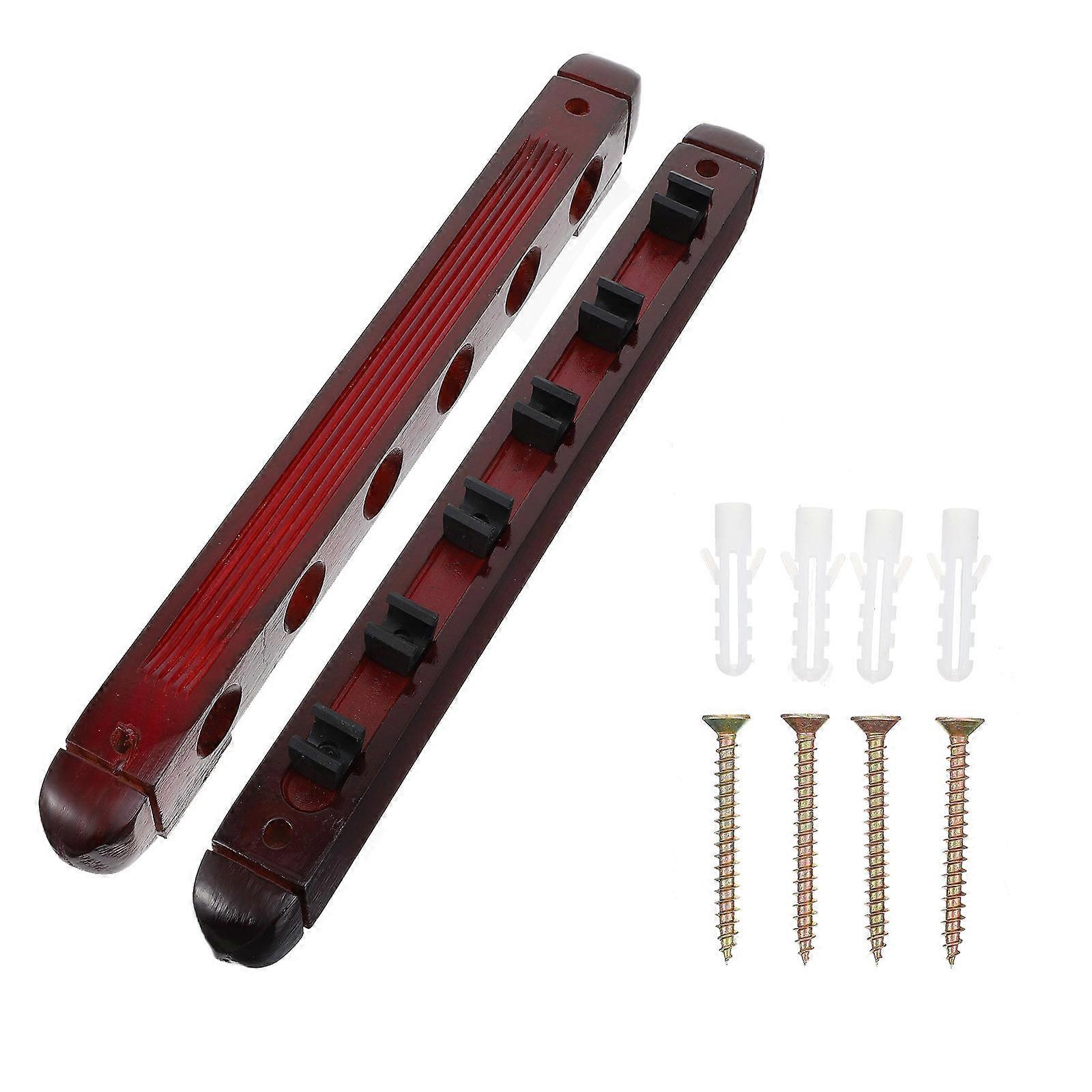 Billiards Pole Rack Multi-Hole Wood Cue Holder For Home Organization Rectangular Shape 1 Set