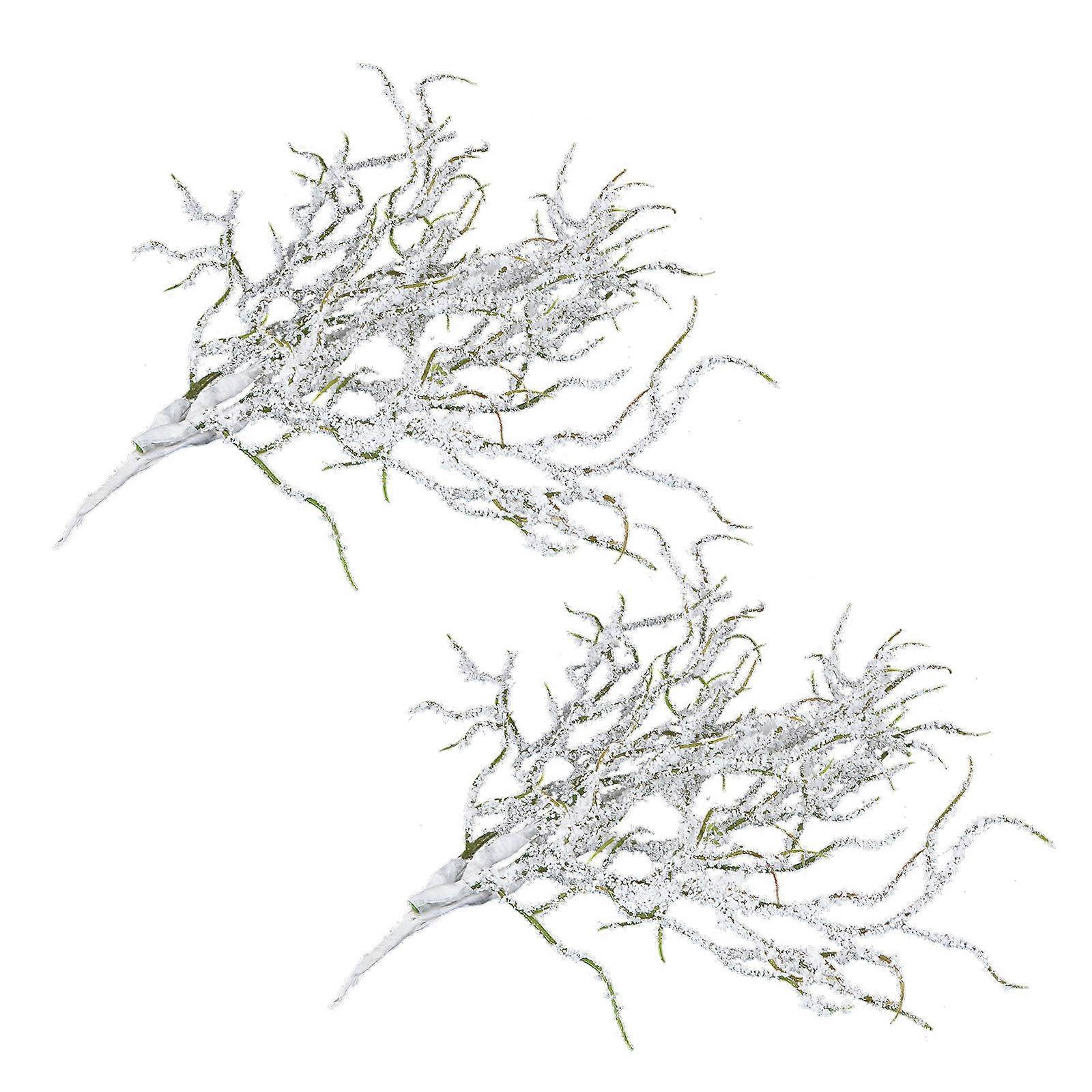 Decorative Snow Pine Winter Pine Decoration Garden Scene Layout Branch Like Shape 27x10x1cm 2Pack