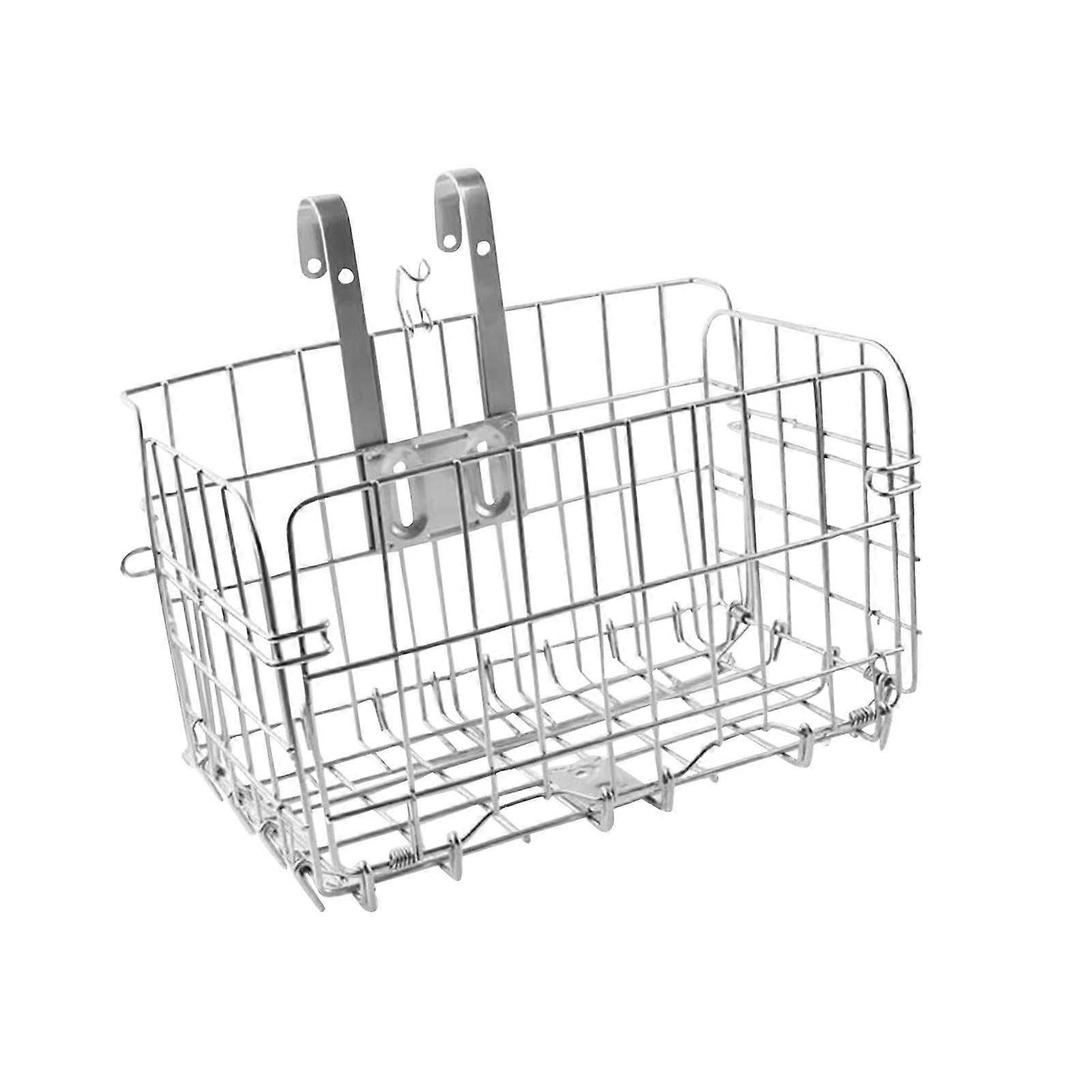 Thickened Metal Bicycle Basket Front Handlebar Removable Carrier For Small Pets 20 Kg Load Capacity Silvery