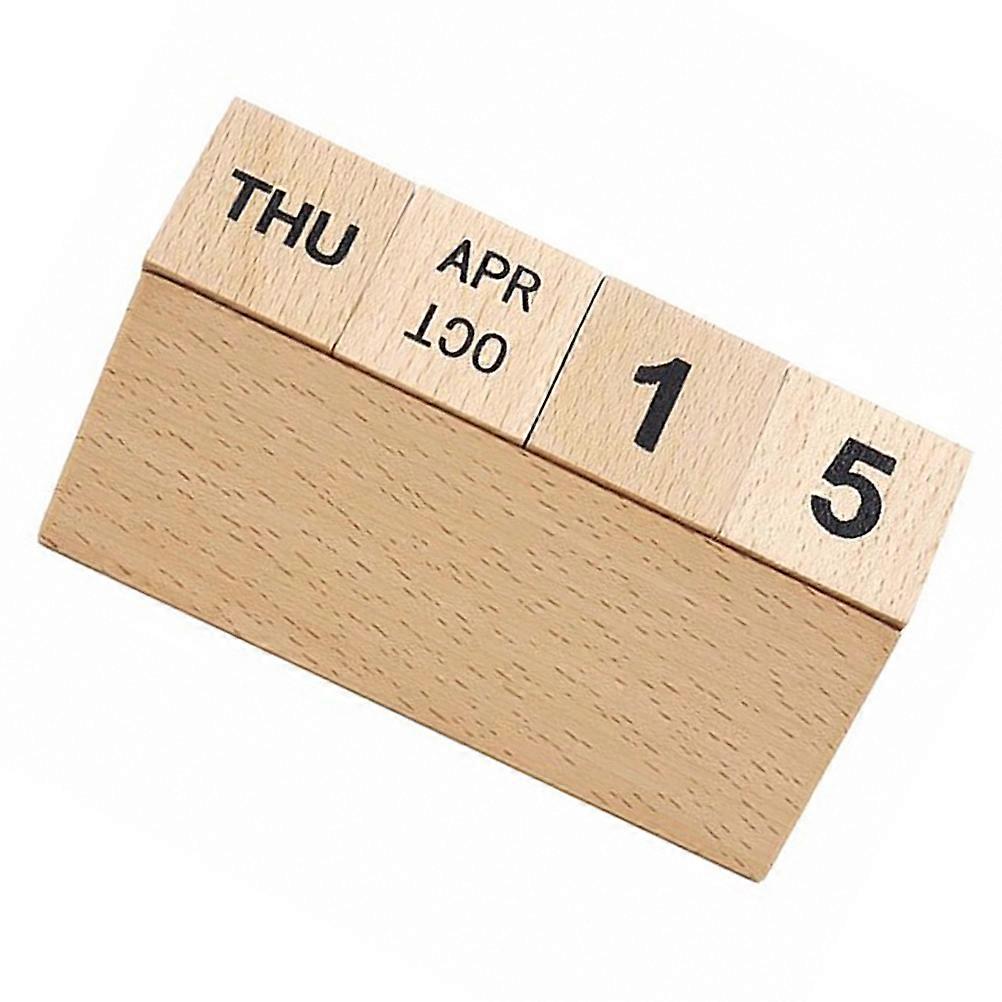 Wood Calendar Nutcracker House Perpetual Desktop Manual Calendar Living Room Decorations Original Color 10*3*3CM Date Adjustment 1Pack