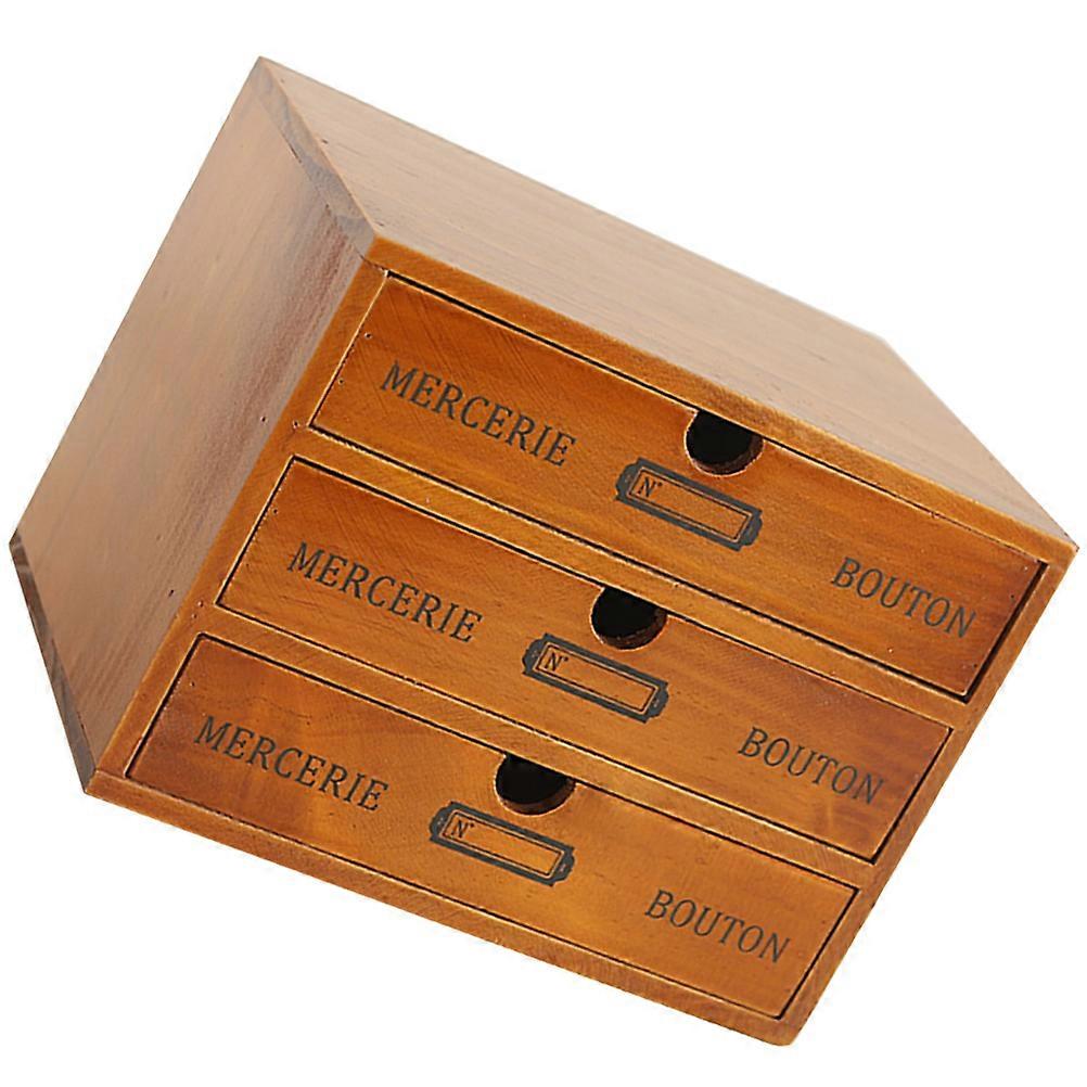 Multi Drawer Organizer Sturdy Desktop Storage Box for Cosmetics, Jewelry & Stationery – Vintage Style Solid Wood Design for Office, Home and