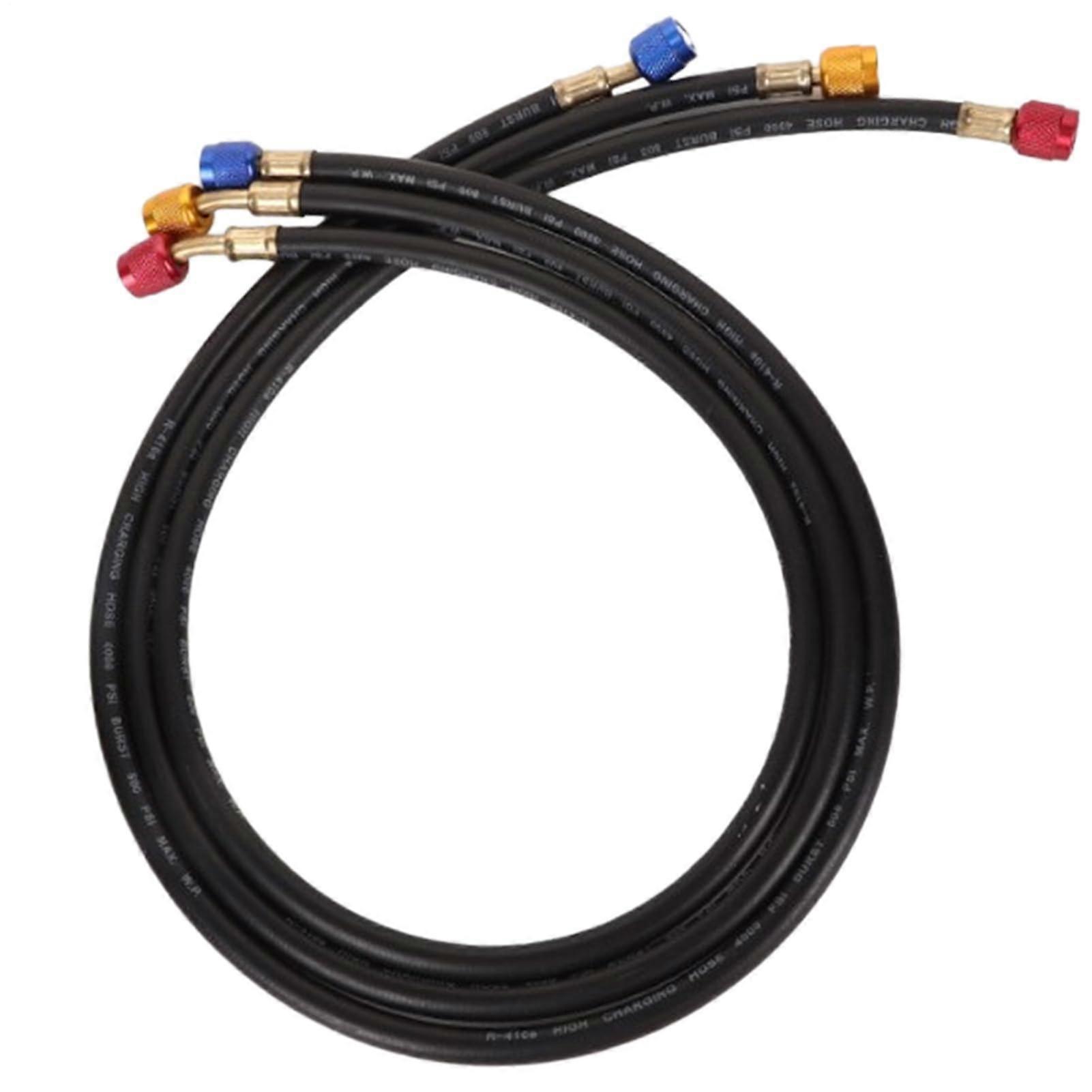 AC Refrigerant Charging Hose Kit for Automotive Air Conditioning - 1.8m with 45-Degree Service Angle for RVs and Trucks