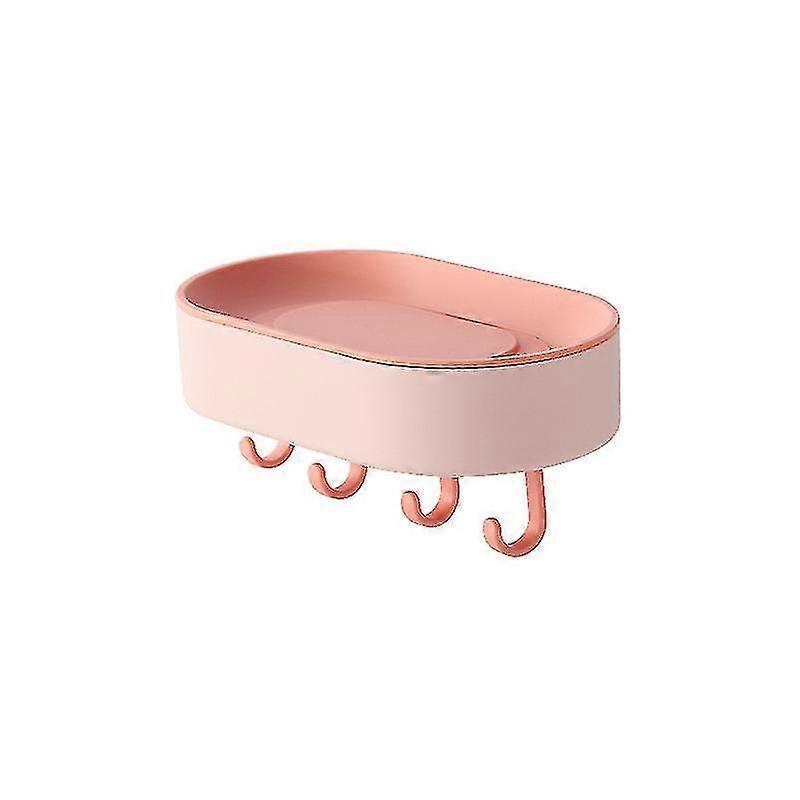 Creative Double Drain Soap Rack - Wall-mounted and Hook-free (Pink)