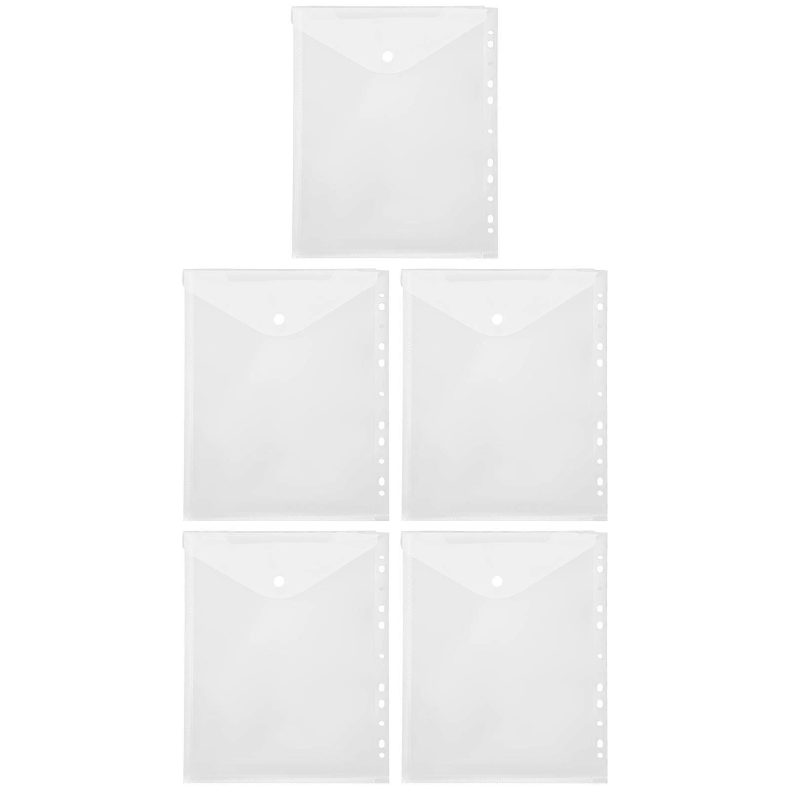 Transparent Protective Cases for A4 Paper with Buckle 5 Pieces Portable Lightweight Office Use