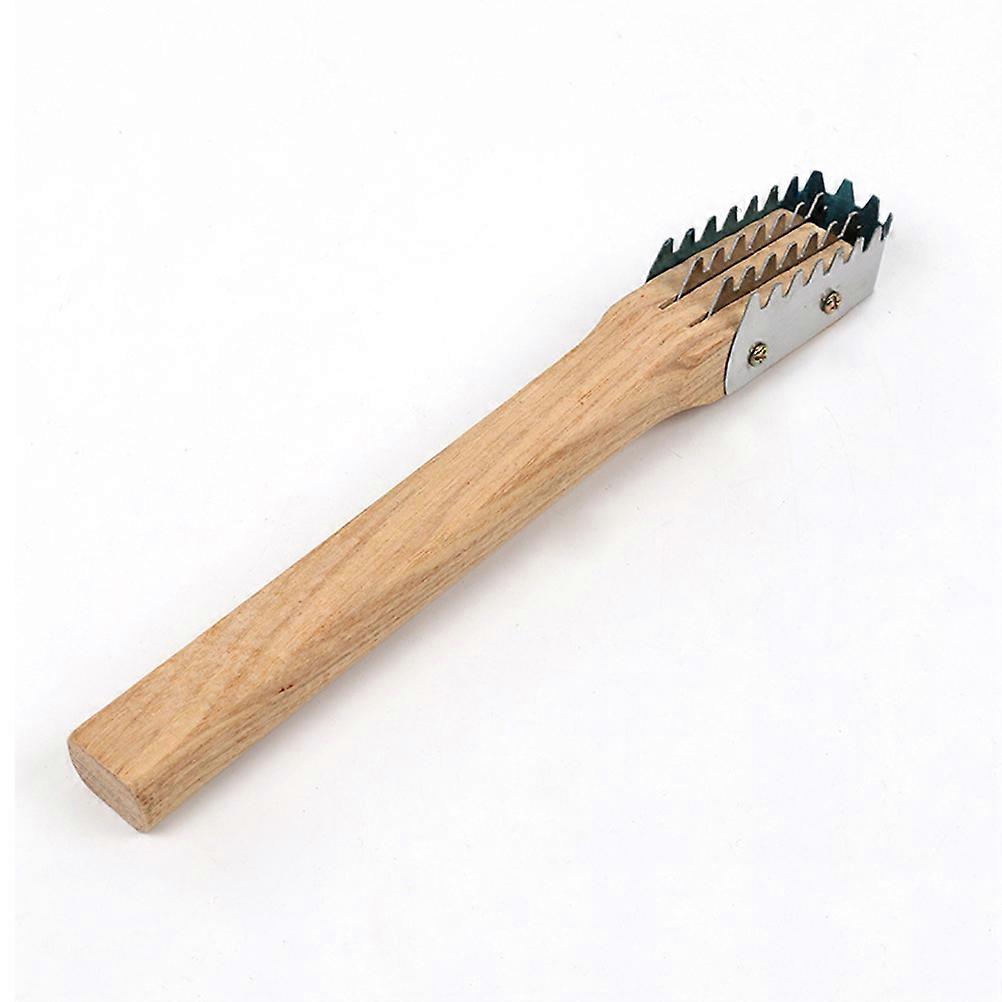 Chocolate Stainless Steel Fish Scale with Wooden Handle for Fast Cleaning Prevents Cuts 4.5 Inches