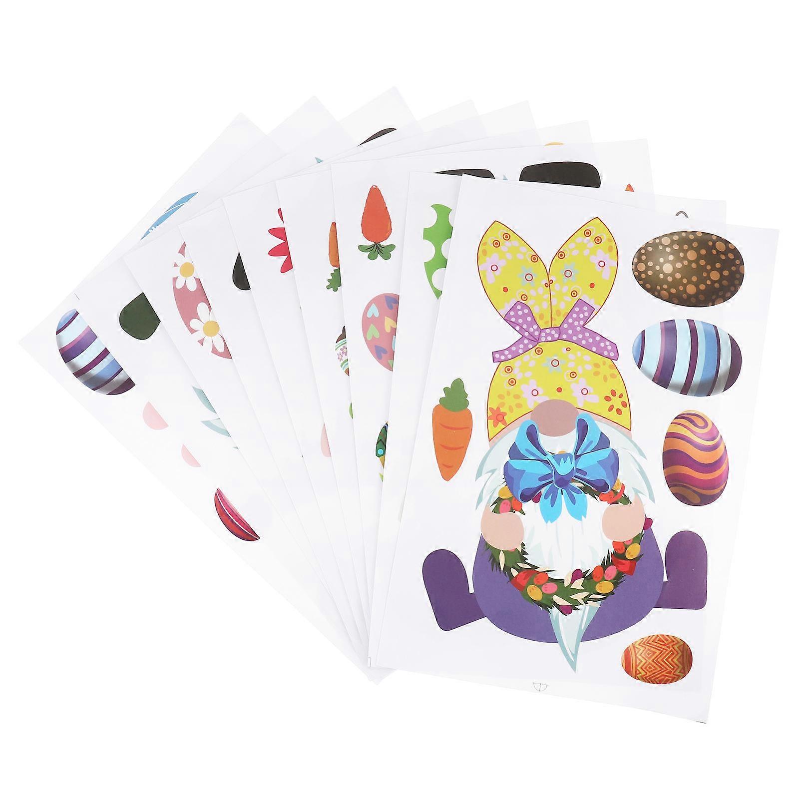 Easter Window Stickers Assorted Color Electrostatic Glass Stickers for Decoration Use 9pcs