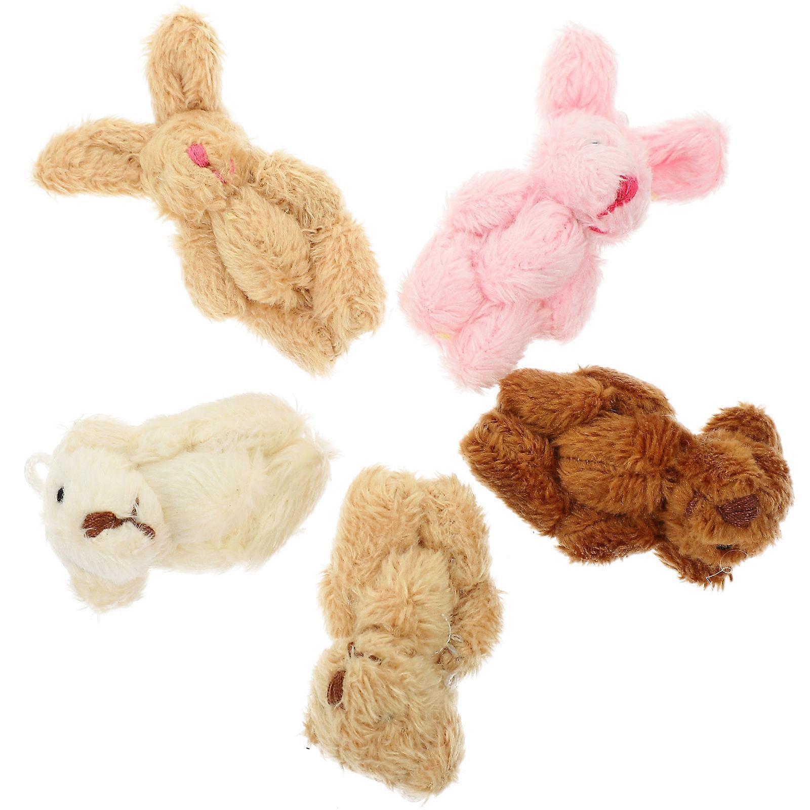 Mini House Ornaments 5Pcs Plush Doll Mini Bear And Rabbit Dolls Ideal For Mini Item Collection Assorted Color