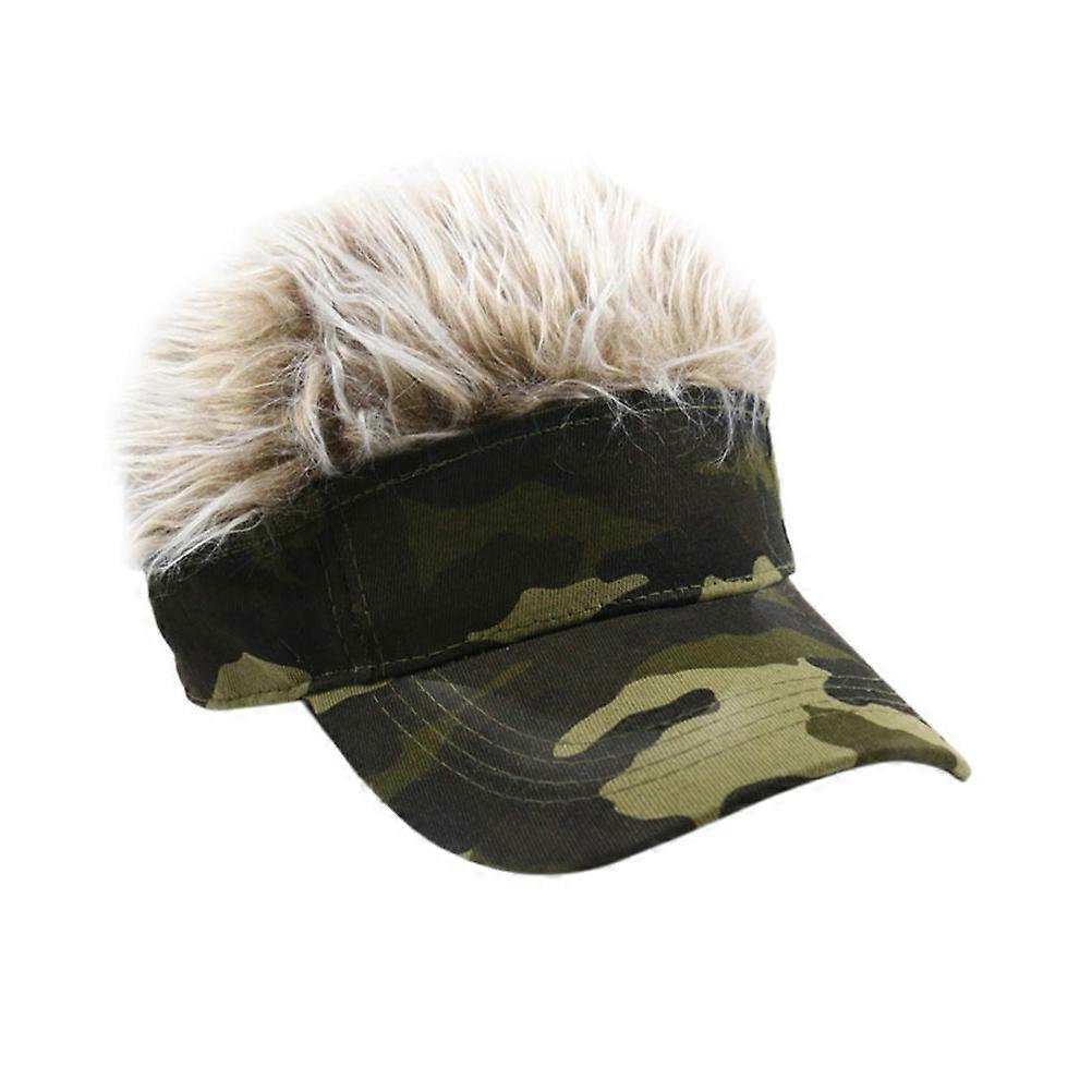Green Camouflage Baseball Wig Hat Adjustable For Adults And Children Size 56-60cm Ideal For Parties And Sports 1Pcs