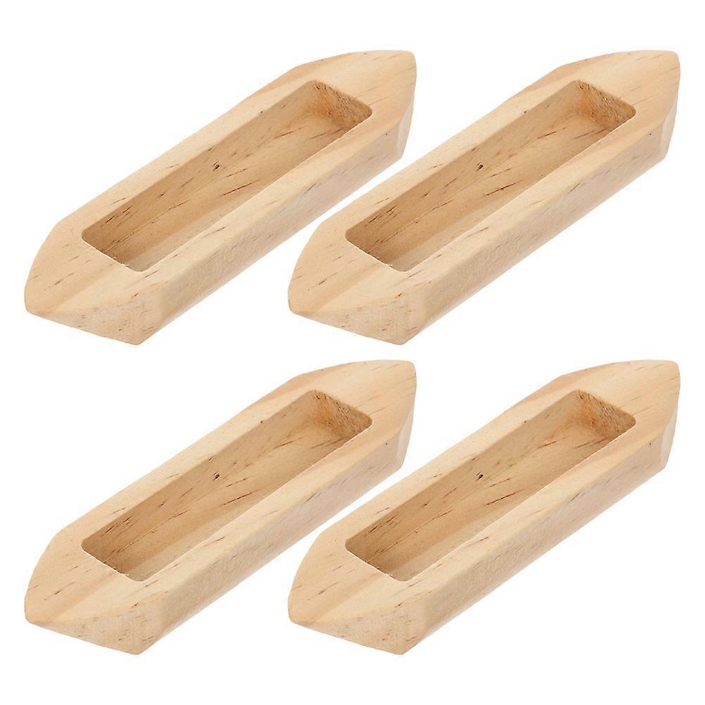 4PCS Nautical Theme Wooden Ornaments for Home Office Desktop Decoration and Bookshelf Display – Unique Boat Craft Design