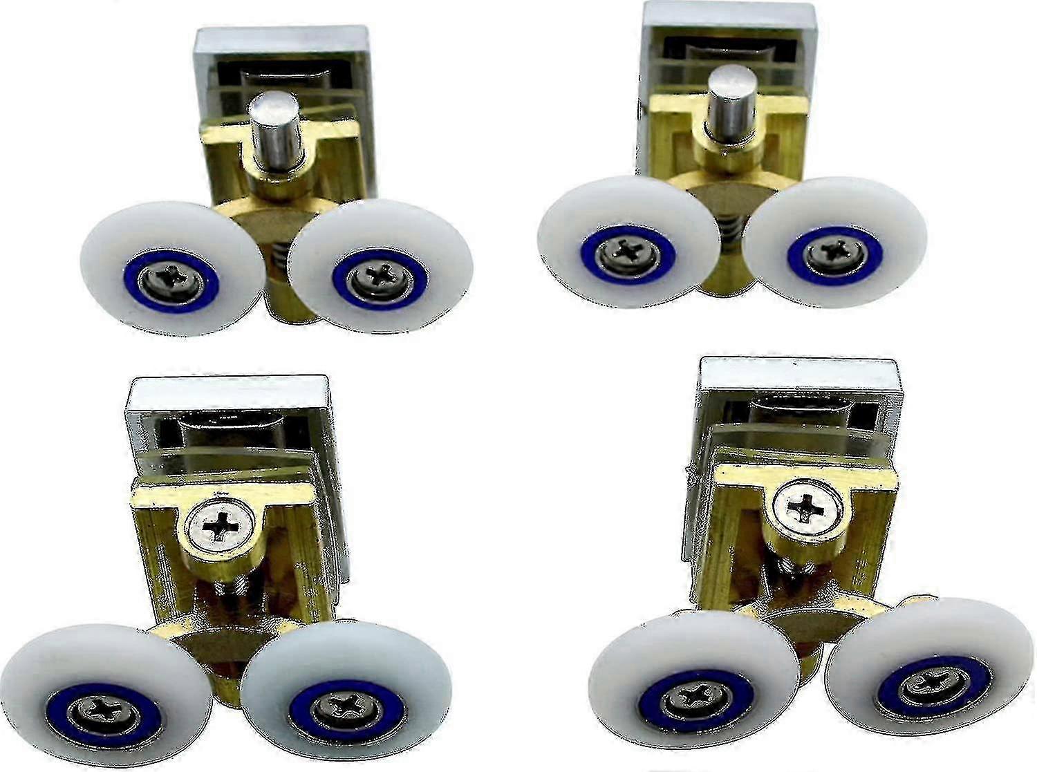 2025 Duschtürrollen - 4er Pack - Messing Stützarm - Räder mit 25 mm Durchmesser