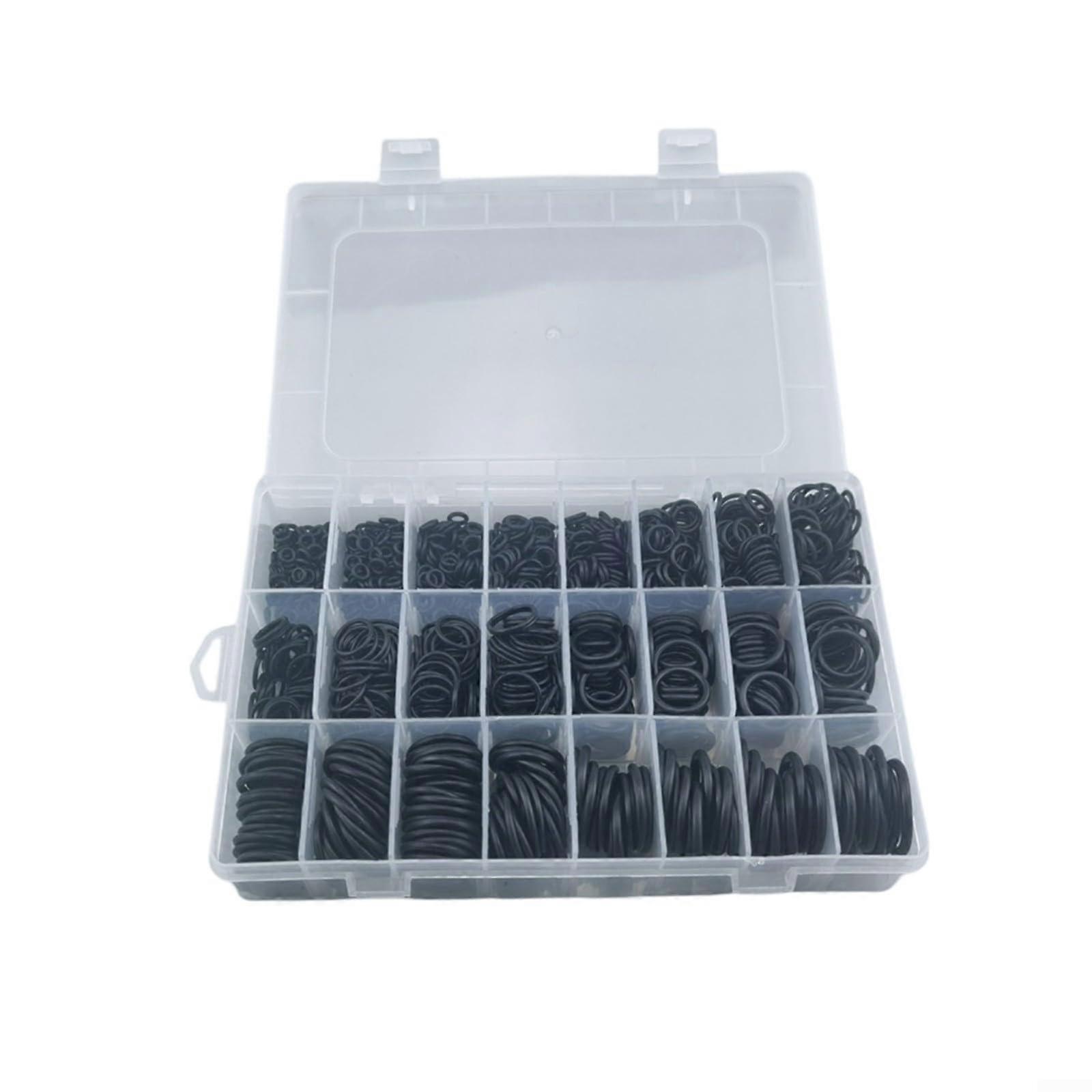 Nitrile Rubber O-Ring Kits, 740-Piece Set For Electrical Cord Protection, Varied Sizes, Metric And SAE Fits