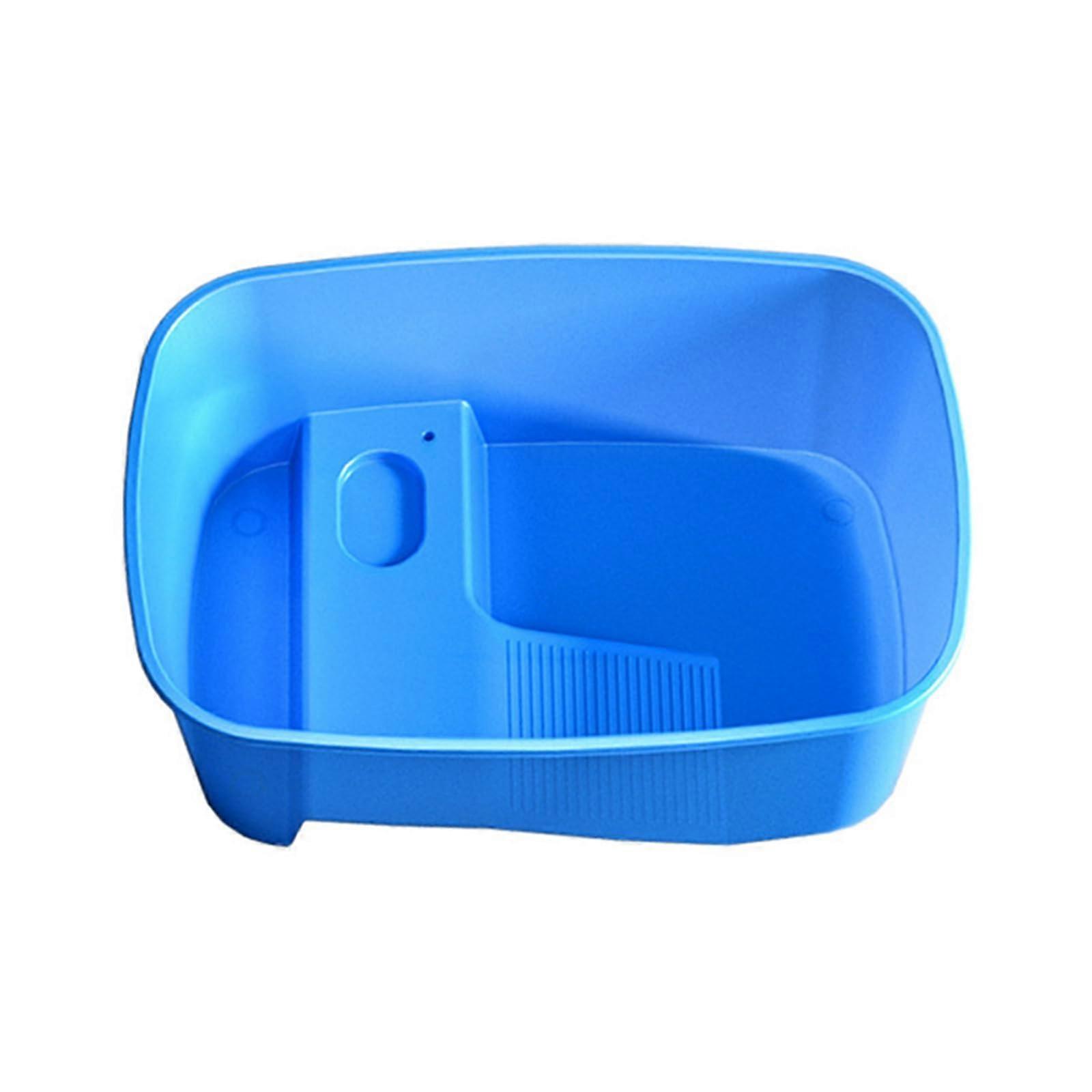 Turtle Feeding and Water Bowl with Ramp, Reptile Bath Pool for Gecko, Snake, Lizard, Bearded Dragon, Blue 23x16x10cm