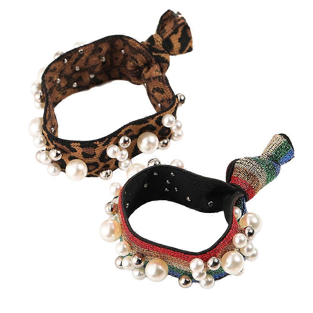 Pearls Hair Ties for Any Occasions and Daily Life in Assorted Color to Effectively Hold Hair 2Pcs
