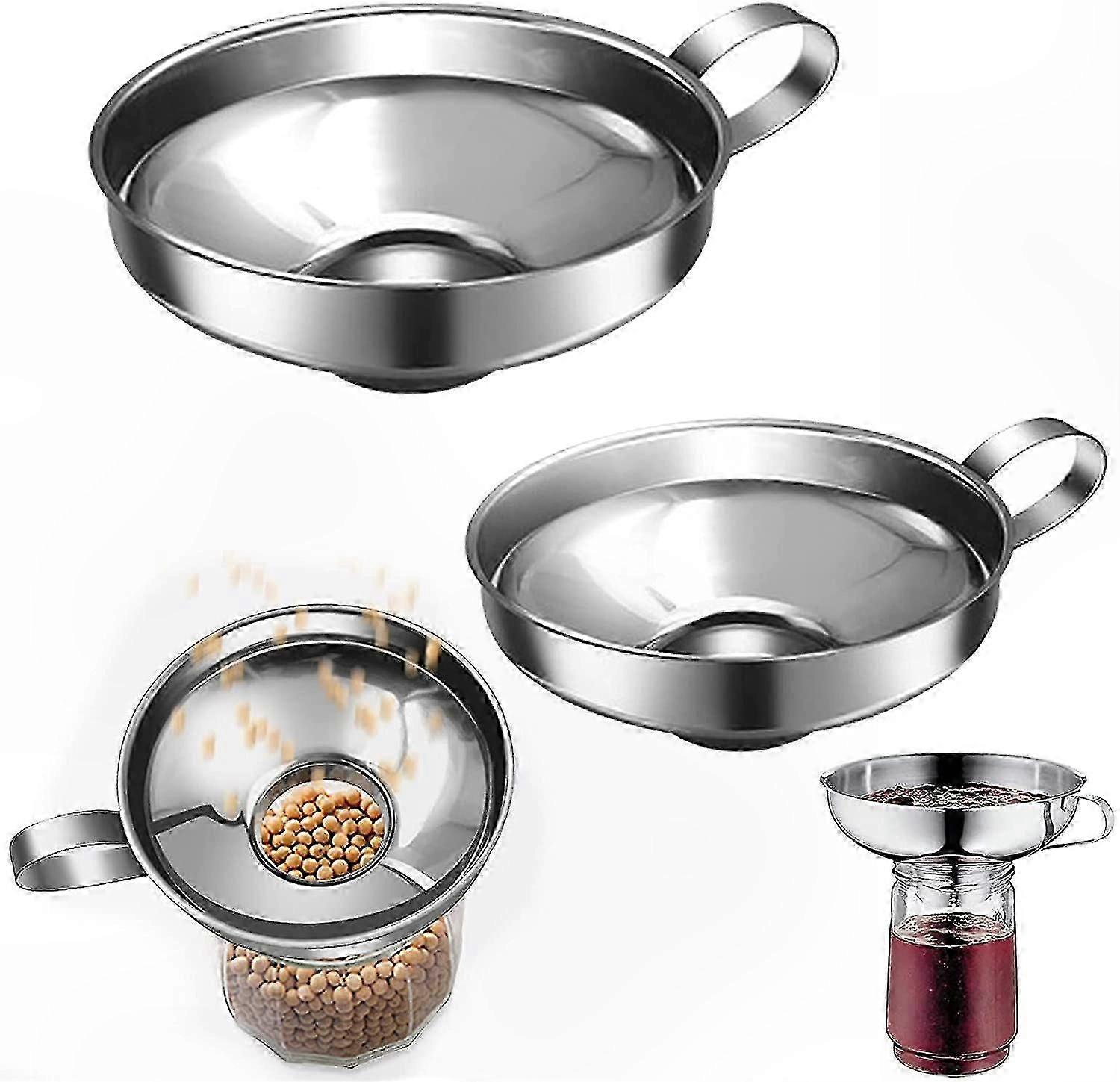 2-Pack Kitchen Funnel Set with Strainer for Jam and Liquids