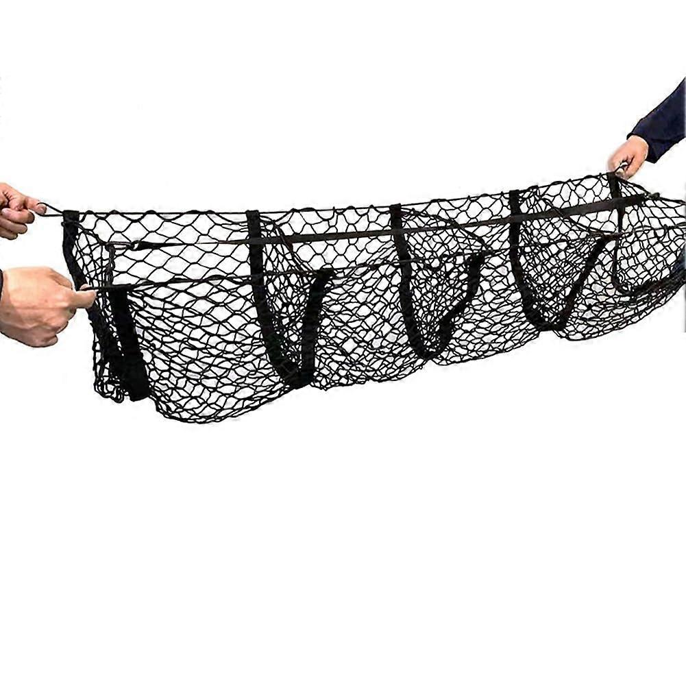 Boot Organiser for SUV and Pickup Trucks, 3-4 Pocket Stretchy Storage Net, Durable Green Luggage Holder with Mounting Kit