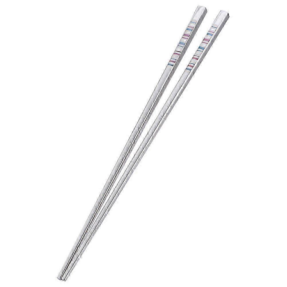 Creative Stainless Steel Sushi Chopsticks with Colorful Stripe Laser Engraving - 1 Pair of Unique Dining Utensils