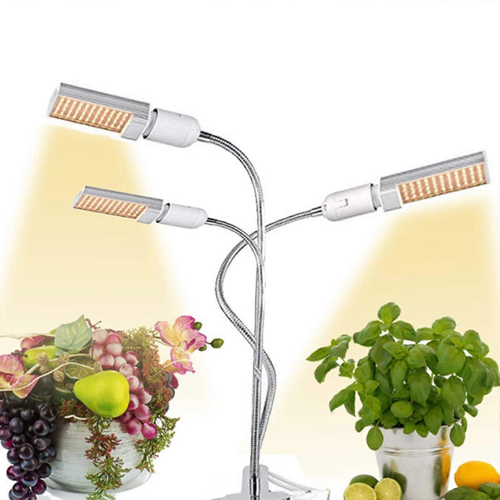 LED Grow Light for Indoor Plants, TriHead Full Spectrum Lamp, Adjustable Gooseneck  Desk Clip, 3/6/12H Timer, 4 Switch Modes, 5 Dimmable Levels
