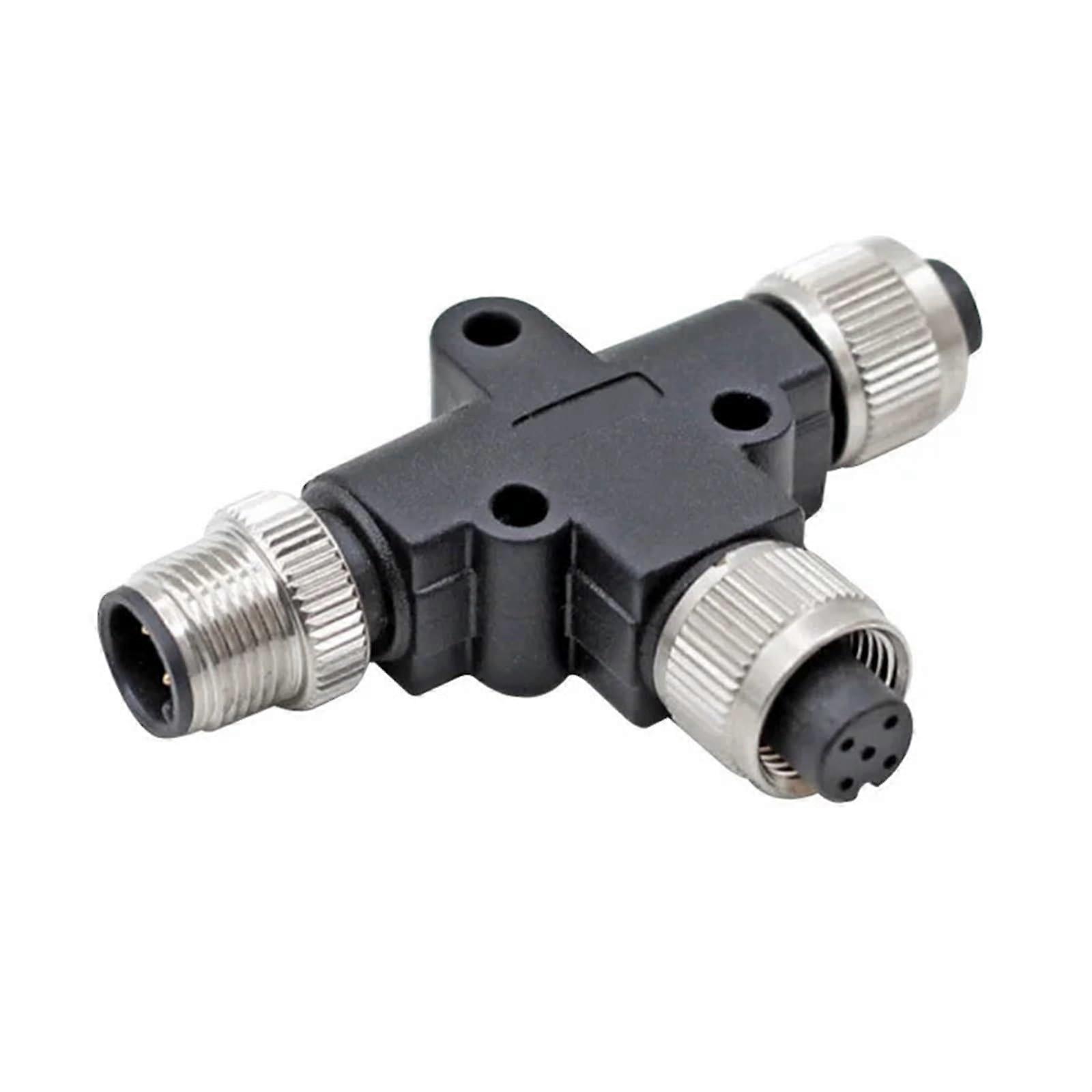 M12 Sensor Connector Three-Way Pipe Conversion Plug 5 Pin Male Female Cable Connector Compatible with 4 Pin 8 Pin