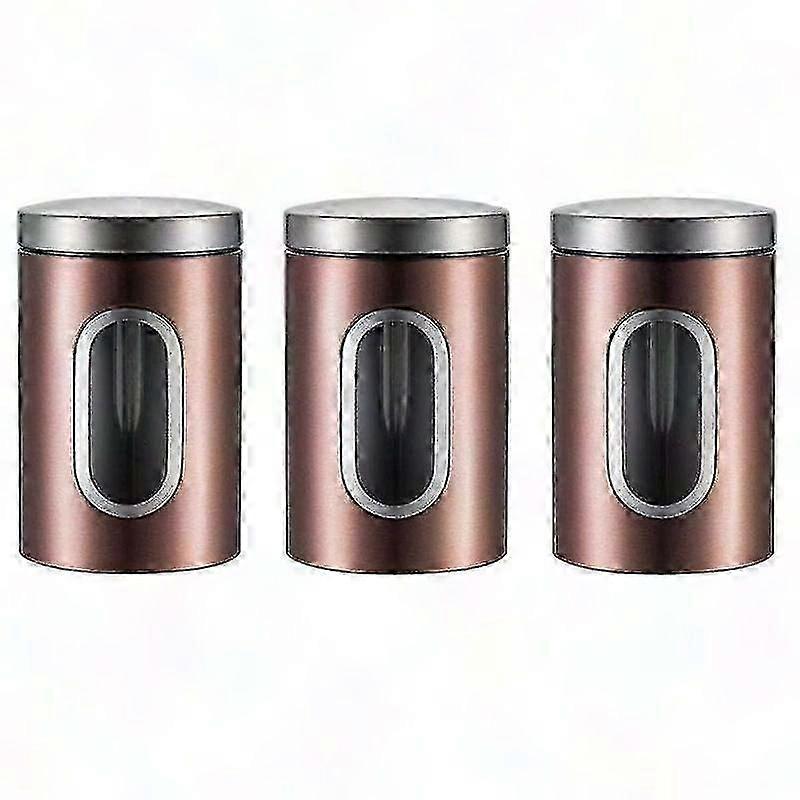 3pcs Tea Coffee Sugar Storage Canisters Jars Kitchen Container Tins