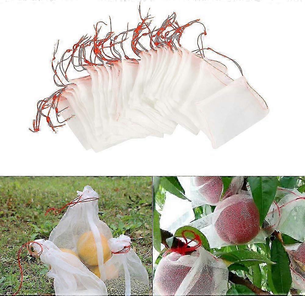 50 Pcs Anti-Insect Mesh Bags, Nylon Garden Netting Protection, Reusable Fruit and Plant Protection Bag, Anti-Bird Grape Bag with Drawstring (25 x