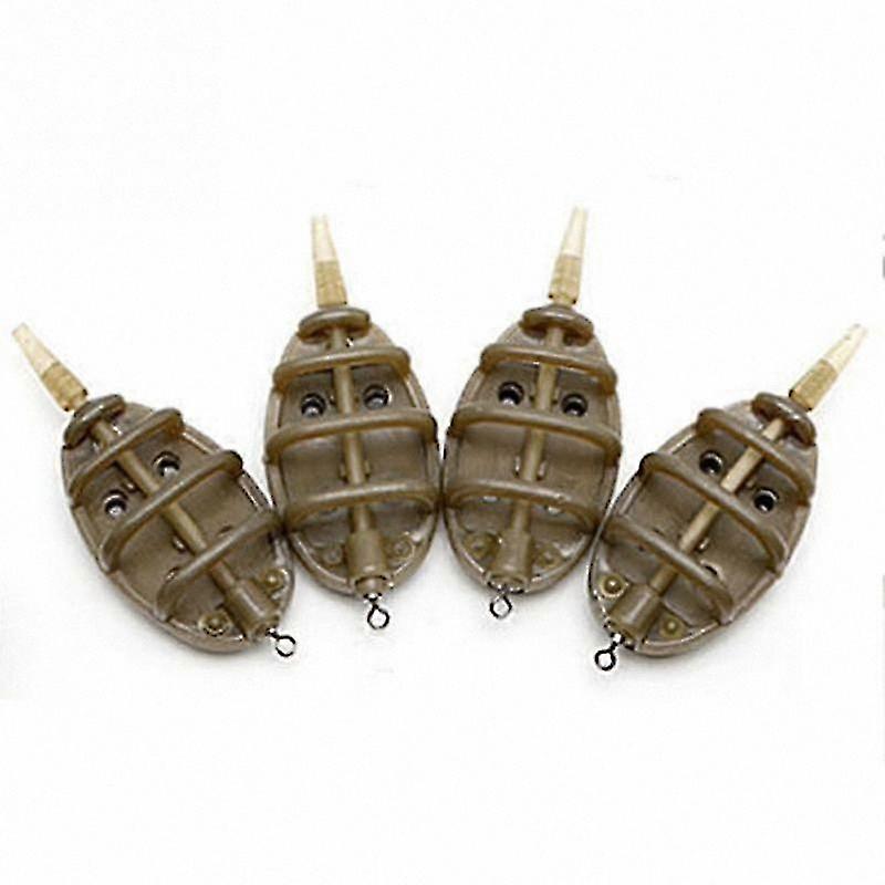 Carp Fishing Accessories Kit - 4pcs Inline Feeder Mould Set with Sinker and Trough for Bait Delivery System