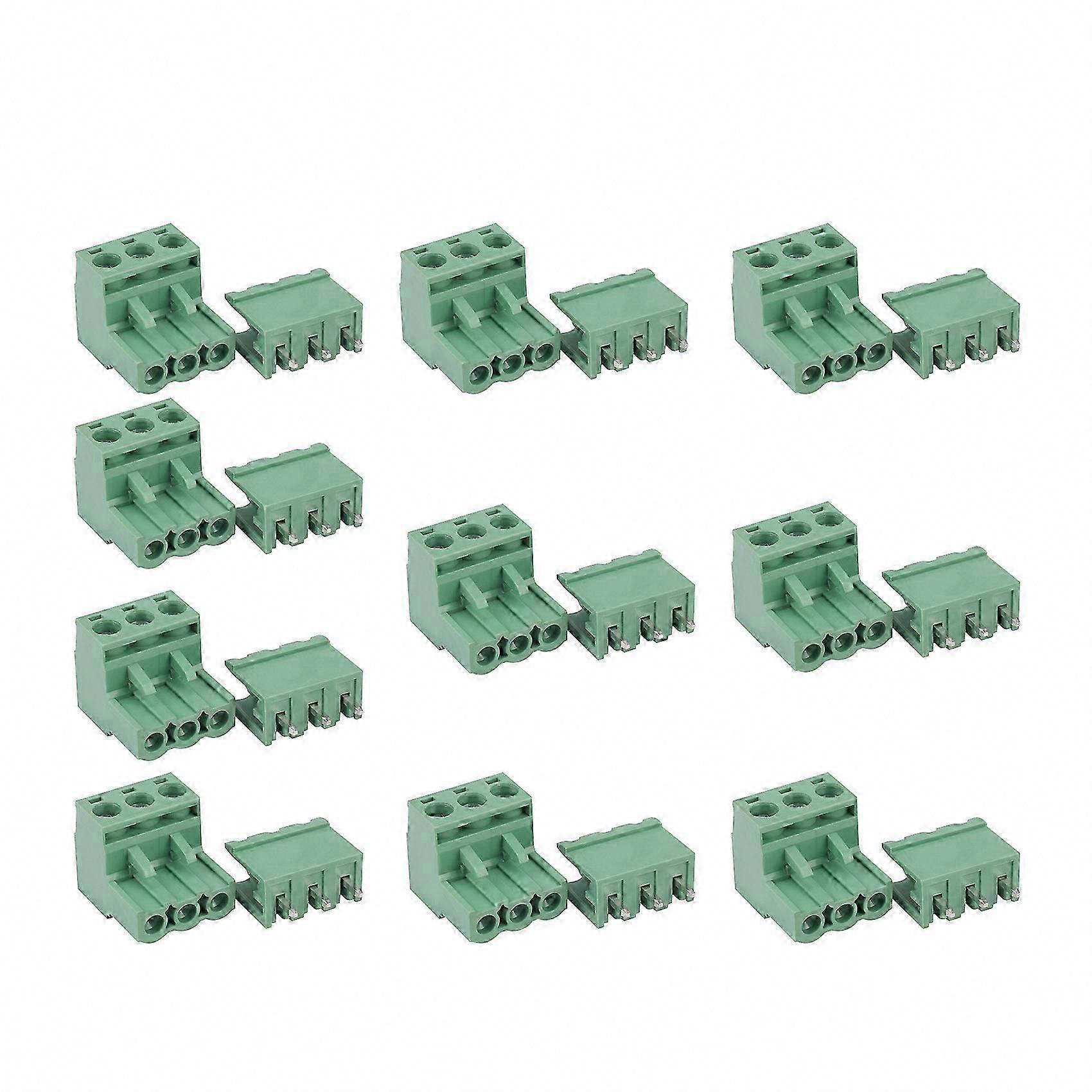 10Pcs 5.08mm Pitch 3Pin Right Angle Screw Terminal Block PCB Connector