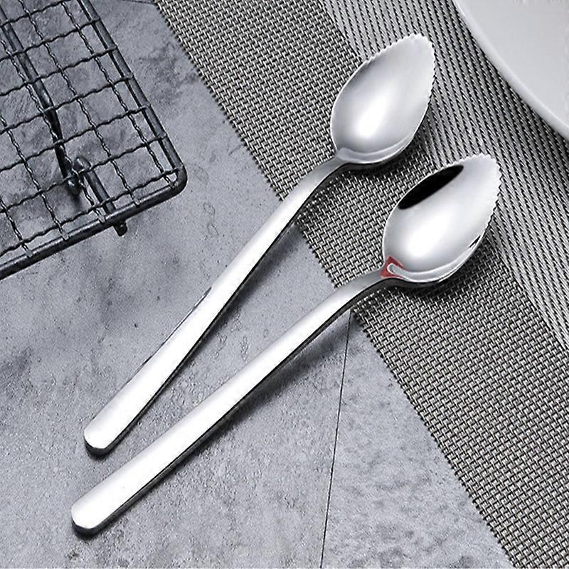 Stainless Steel Grapefruit Scraper Spoon Serrated Sawtooth Edges Long Handle Kitchen