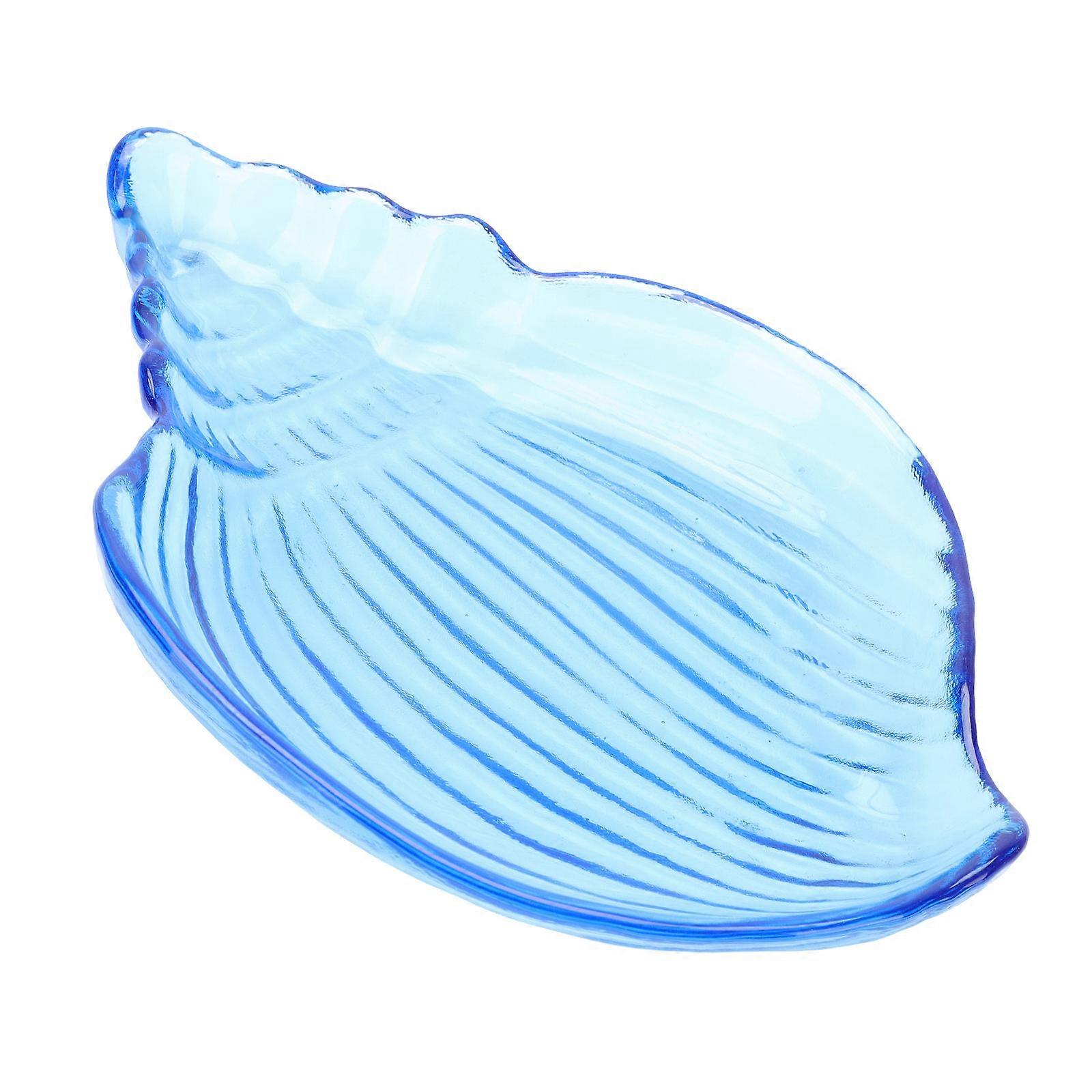 Fruit Container Sea Shell Shape Family Snacks Blue Crystal Glass Break Resistance 1Pack