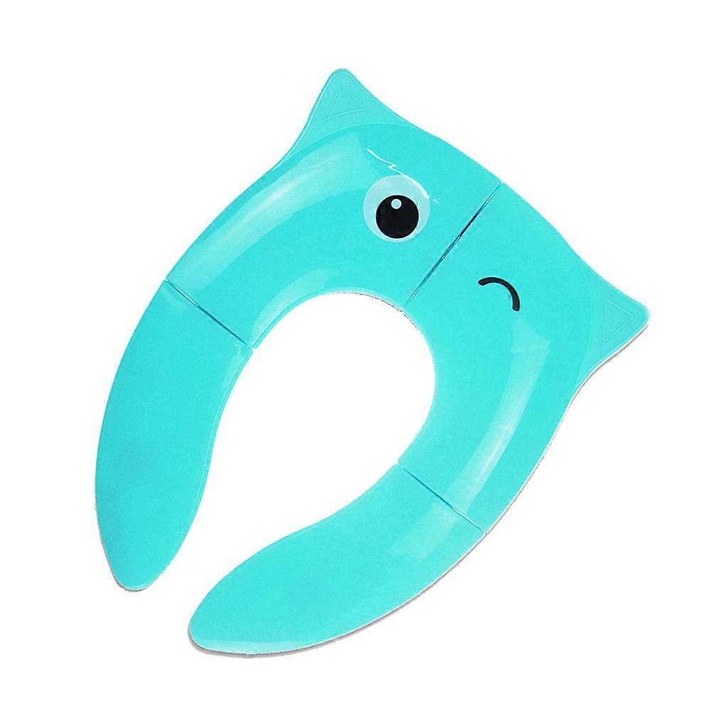 Portable Cartoon Smile Potty Seat, Non Slip Silicone Folding Toilet Pad, Travel Friendly, Easy to Clean, Safe Material for Potty Training, Blue