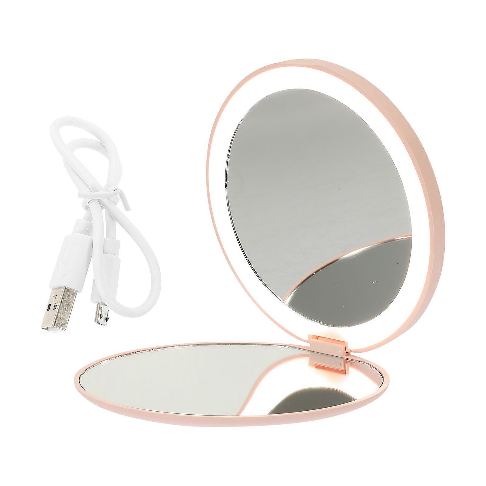 Pink Portable Handheld Makeup Mirror with High Definition and Clear Reflection for Daily Use Travel Size