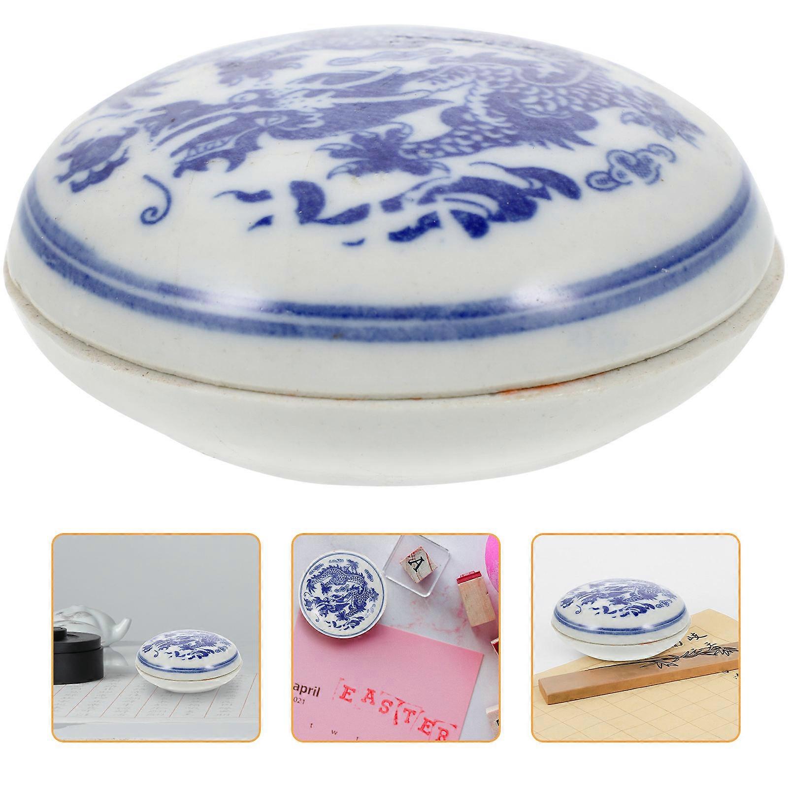 2pcs Calligraphy Ink Pads in Durable Ceramic Box – Bright Multipurpose Ink for Chinese Painting, Suitable for Students and Art Lovers